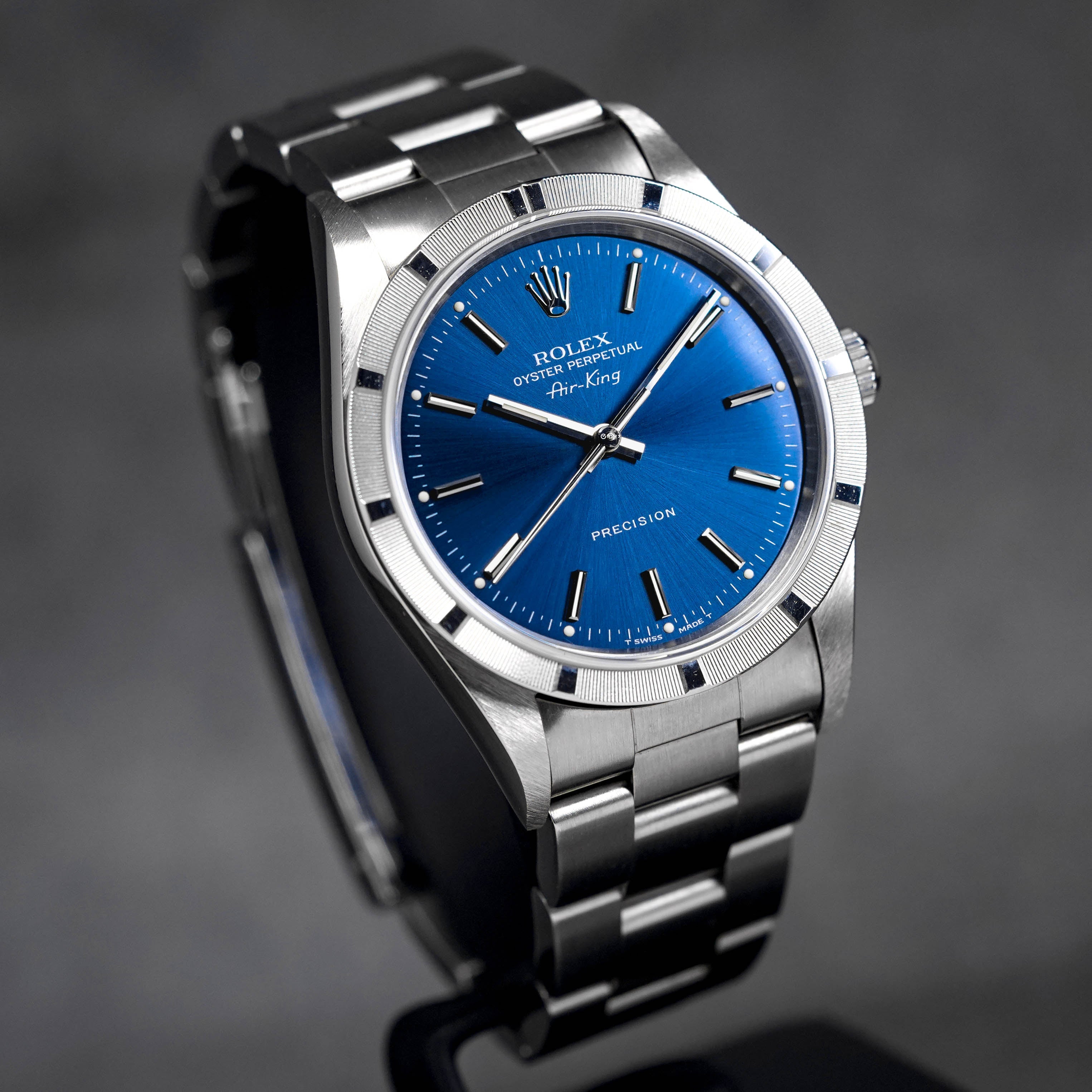 AIR KING 34MM 14010 ENGINE-TURNED BEZEL BLUE DIAL (1997)