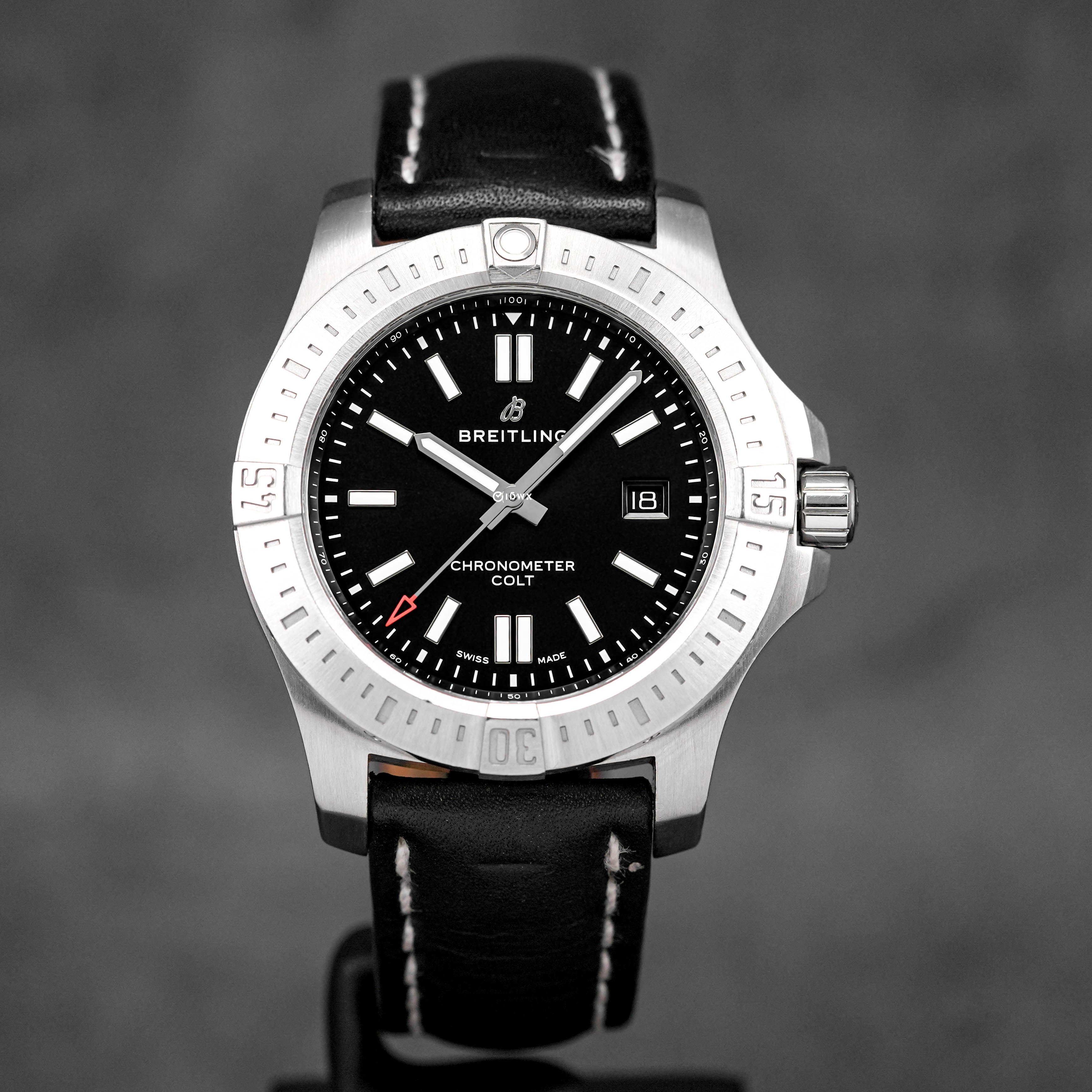 CHRONOMAT COLT 44MM BLACK DIAL LEATHER STRAP (2019)