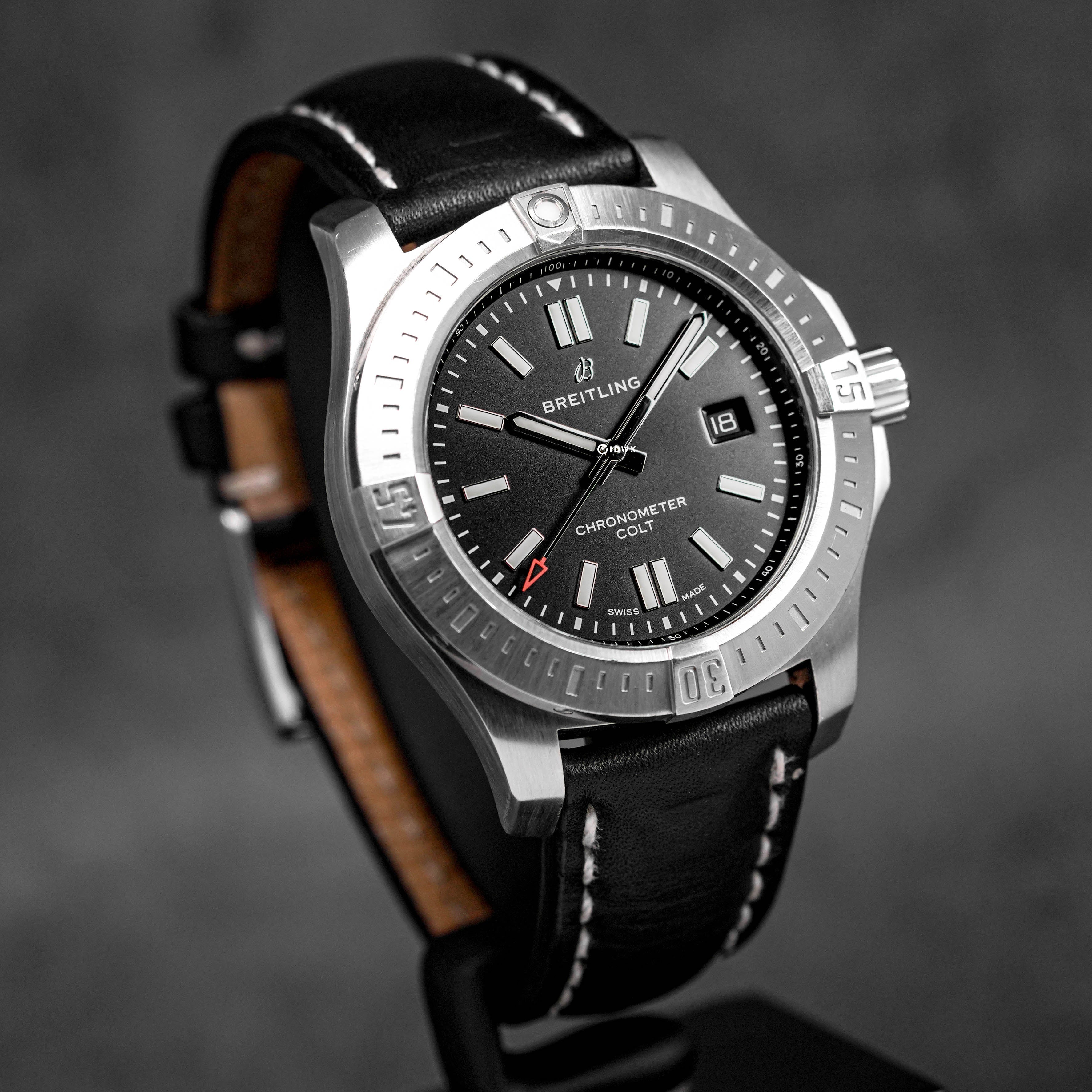 CHRONOMAT COLT 44MM BLACK DIAL LEATHER STRAP (2019)