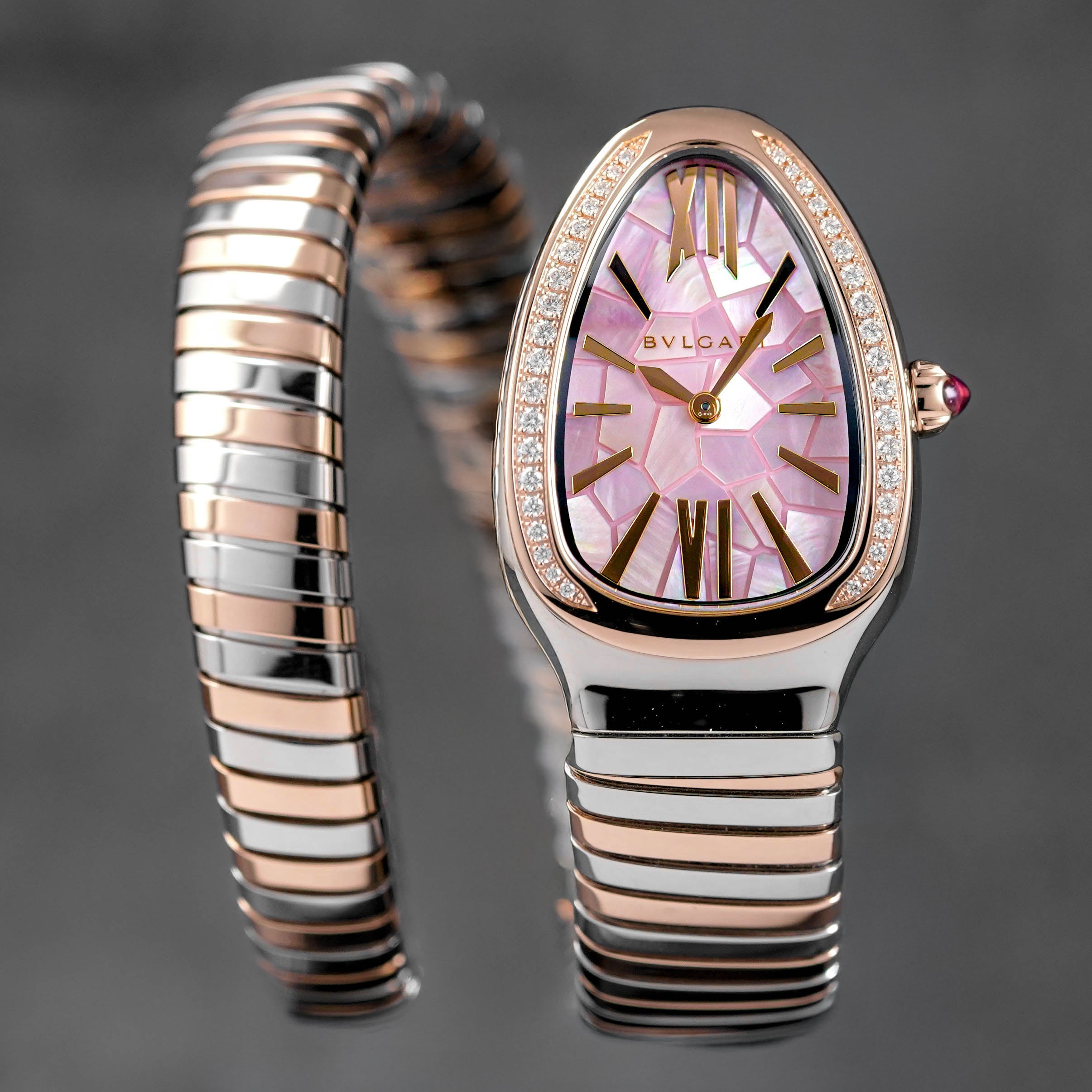 SERPENTI TUBOGAS TWOTONE ROSEGOLD PINK MOP DIAL DIAMOND BEZEL 'TADAO ANDO' LIMITED EDITION (2025)
