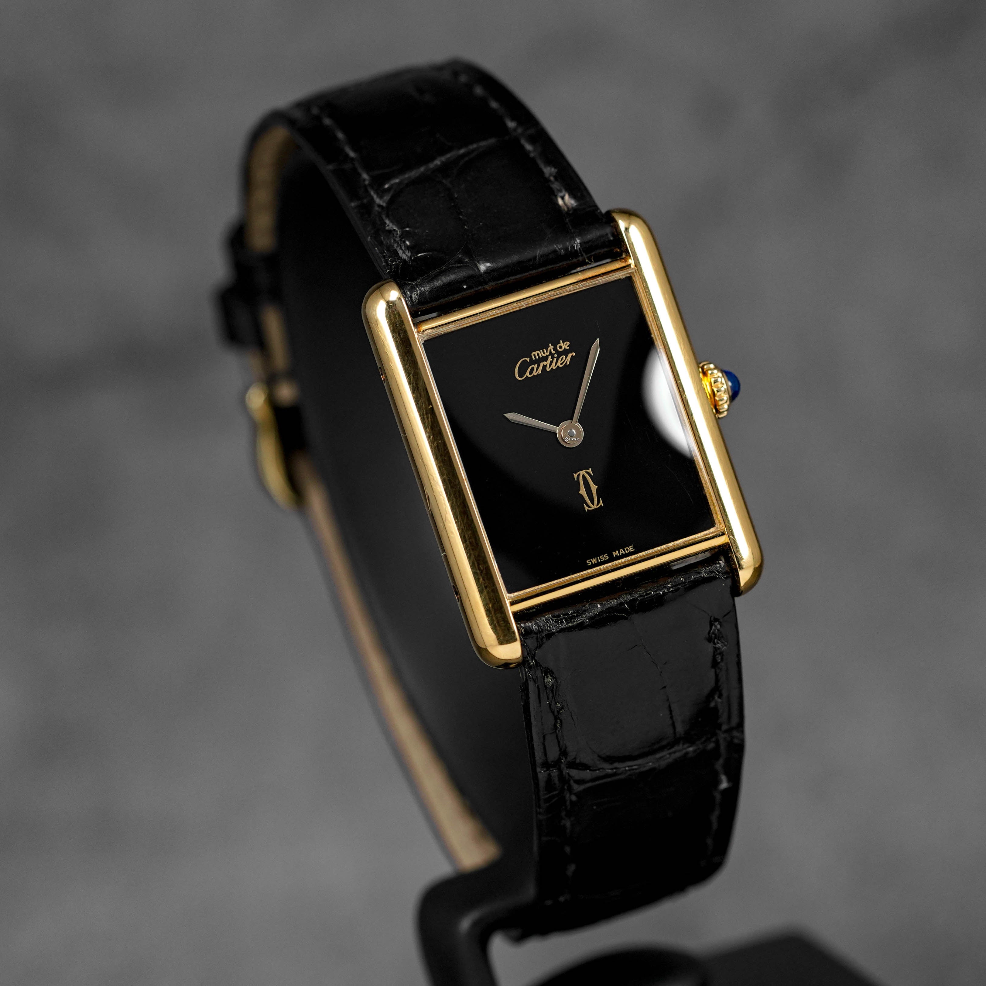 TANK MUST VERMEIL YELLOWGOLD-PLATED BLACK ONYX DIAL (WATCH ONLY)