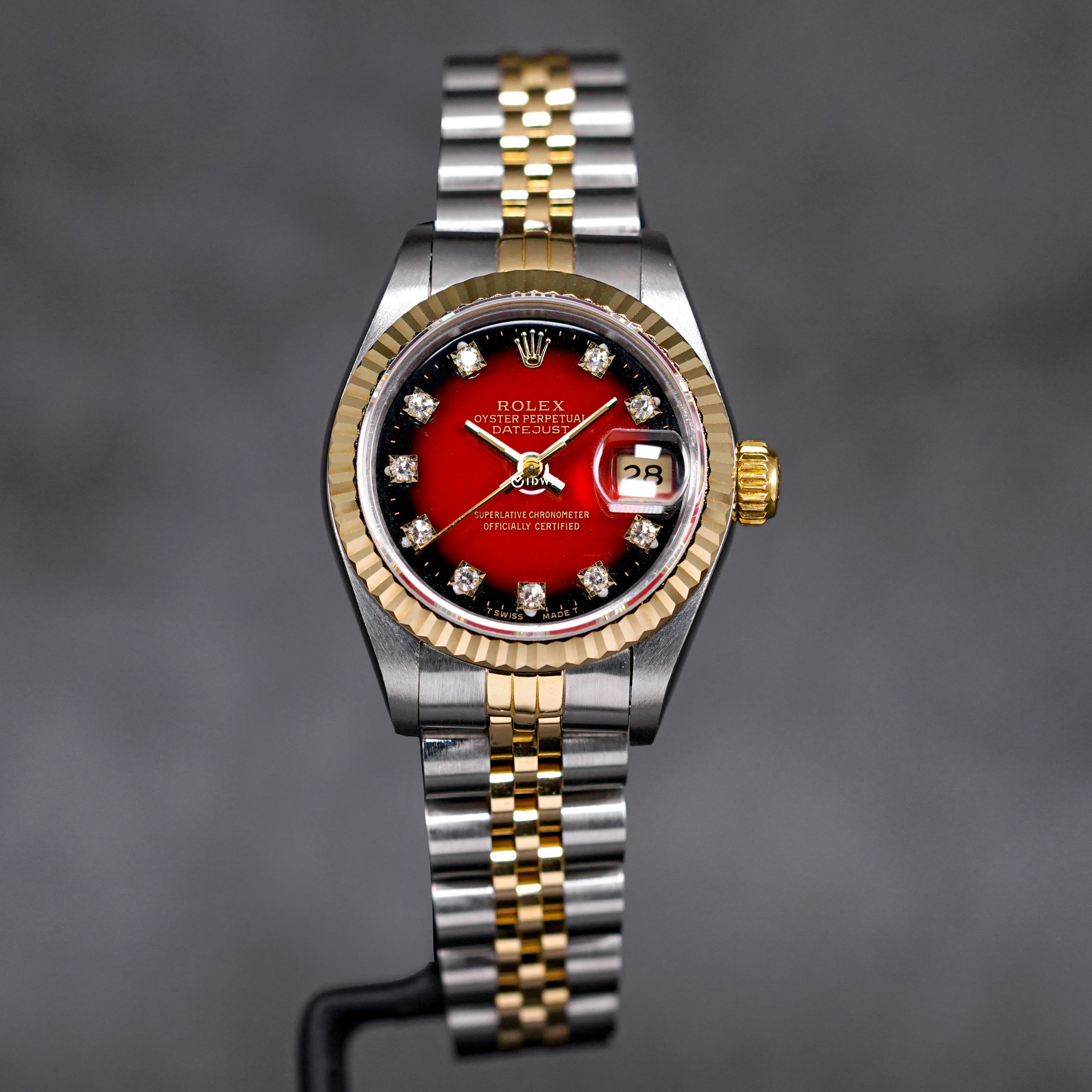 DATEJUST 26MM TWOTONE YELLOWGOLD RED OMBRE DIAMOND DIAL (1995)
