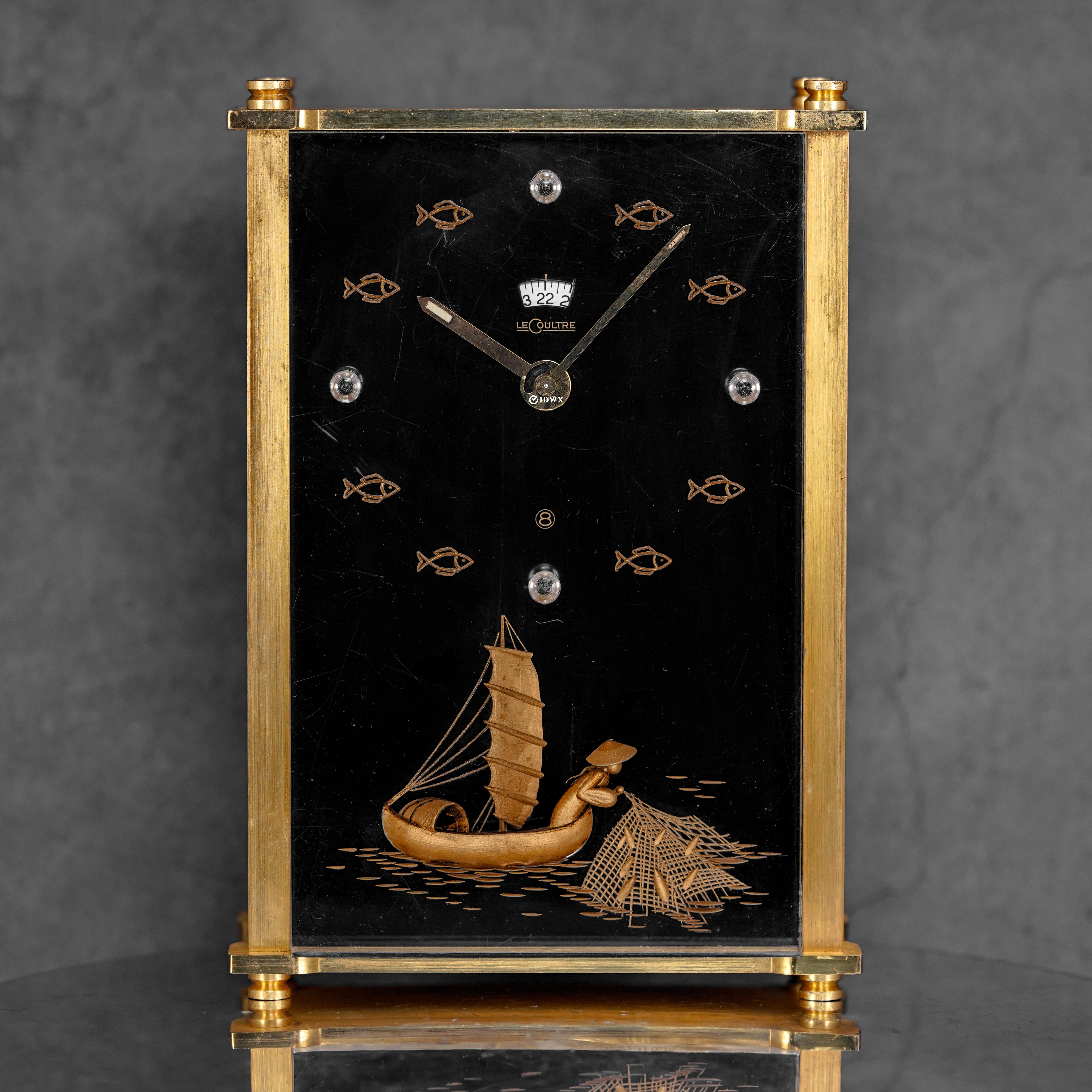 MARINA 8-DAY CHINOISERIE MUSICAL ALARM CLOCK (CIRCA 1960)