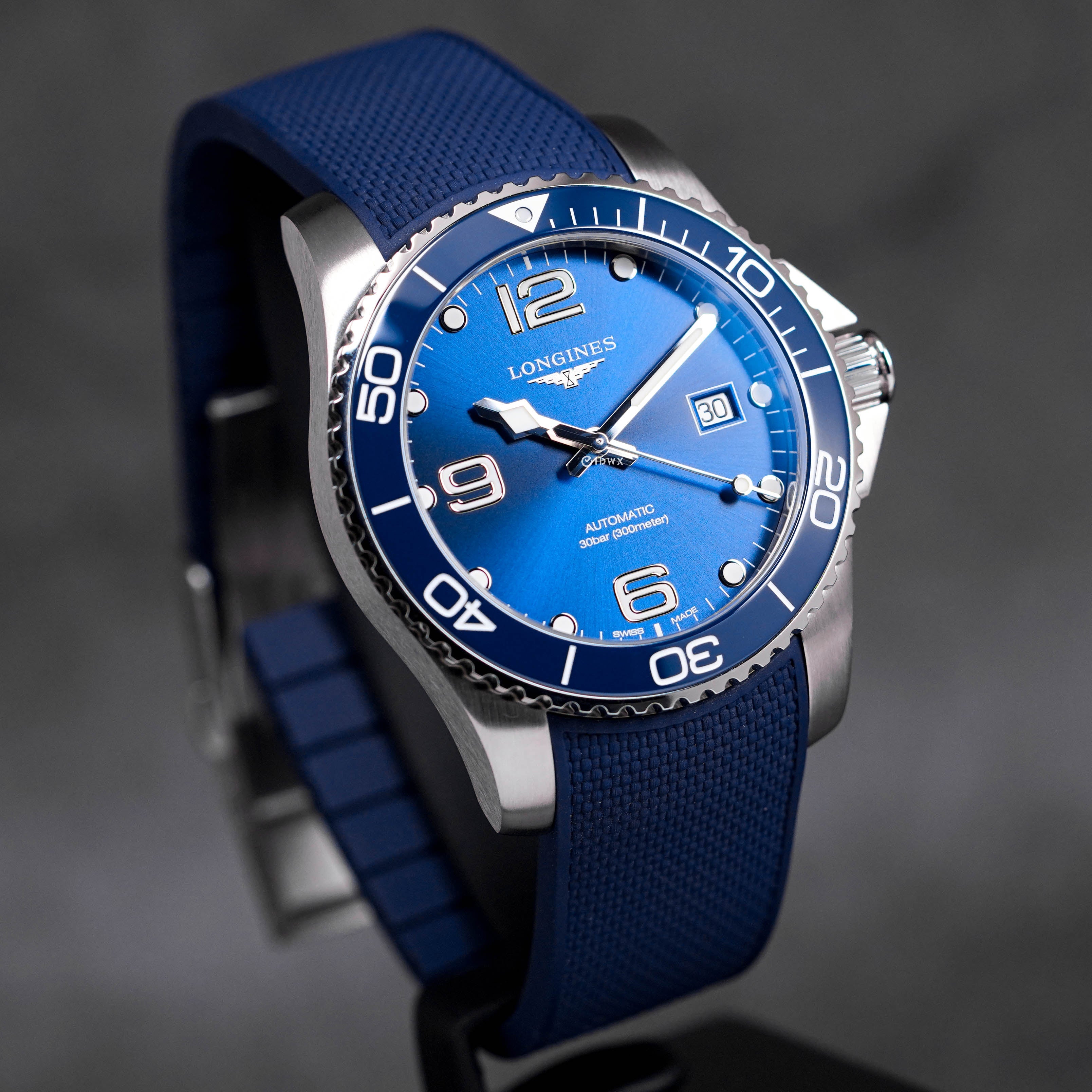 HYDROCONQUEST 41MM CERAMIC BEZEL BLUE DIAL RUBBER STRAP (2023)
