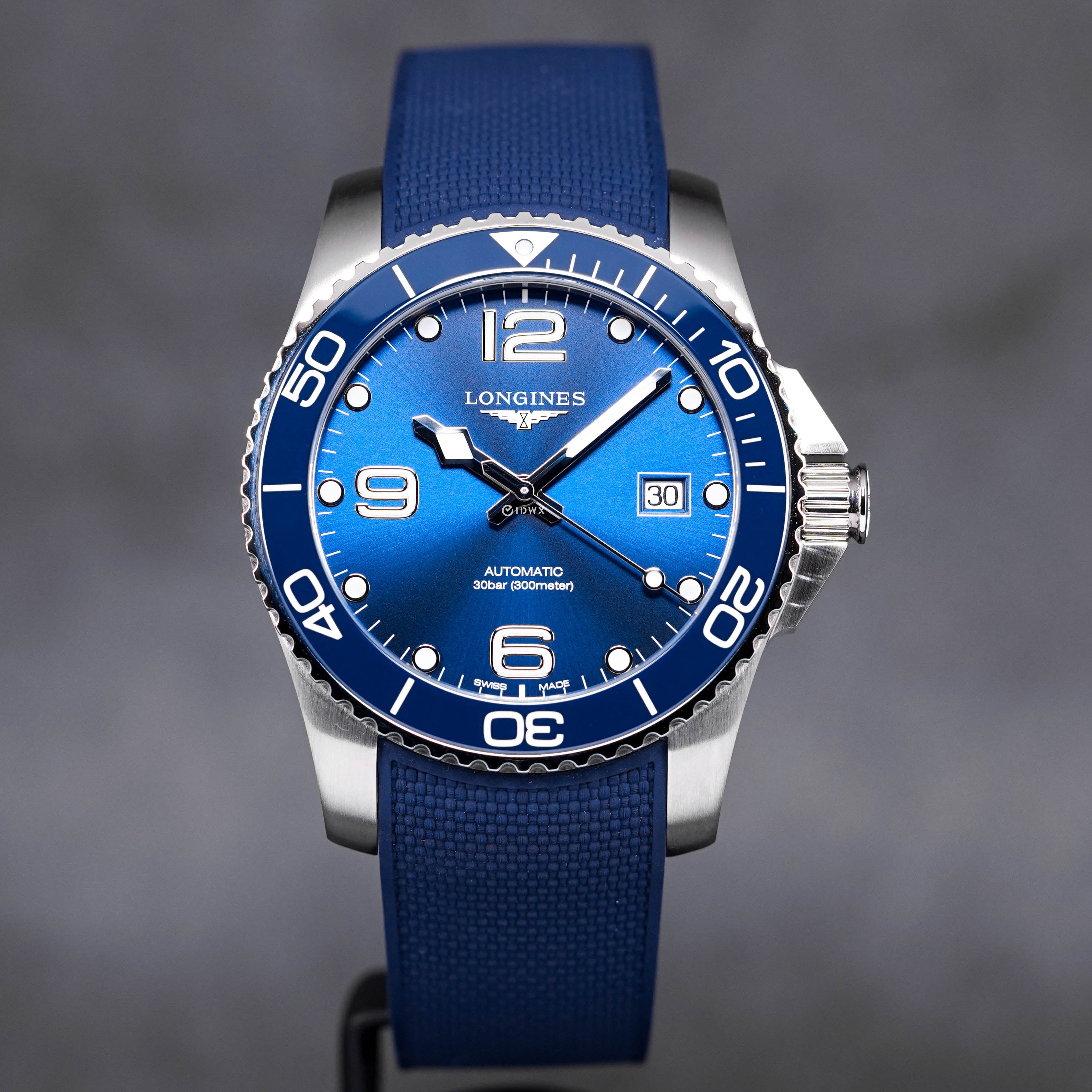 HYDROCONQUEST 41MM CERAMIC BEZEL BLUE DIAL RUBBER STRAP (2023)