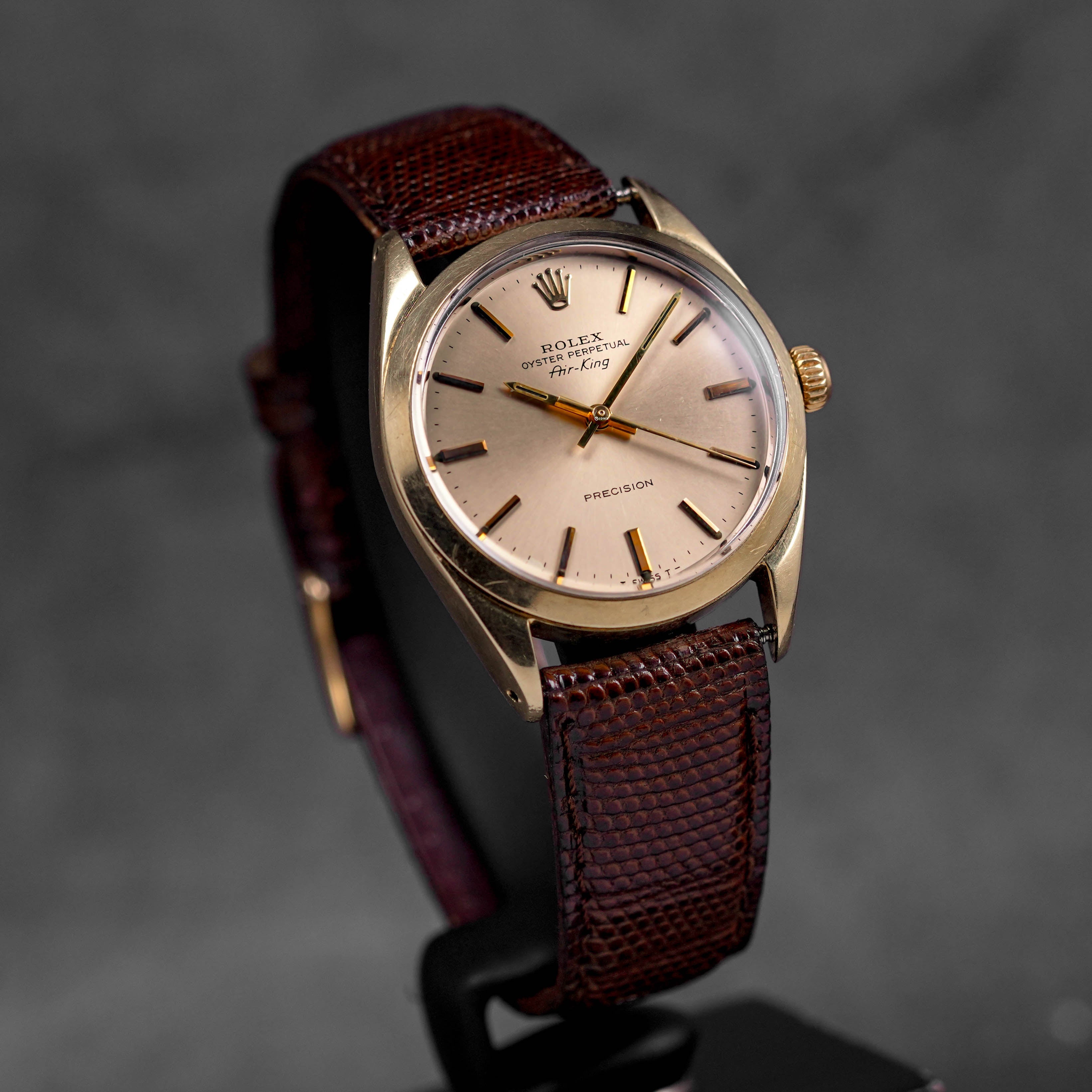 AIR KING 34MM 5520 STEEL GOLD-PLATED WITH AFTERMARKET LEATHER STRAP (WATCH ONLY)