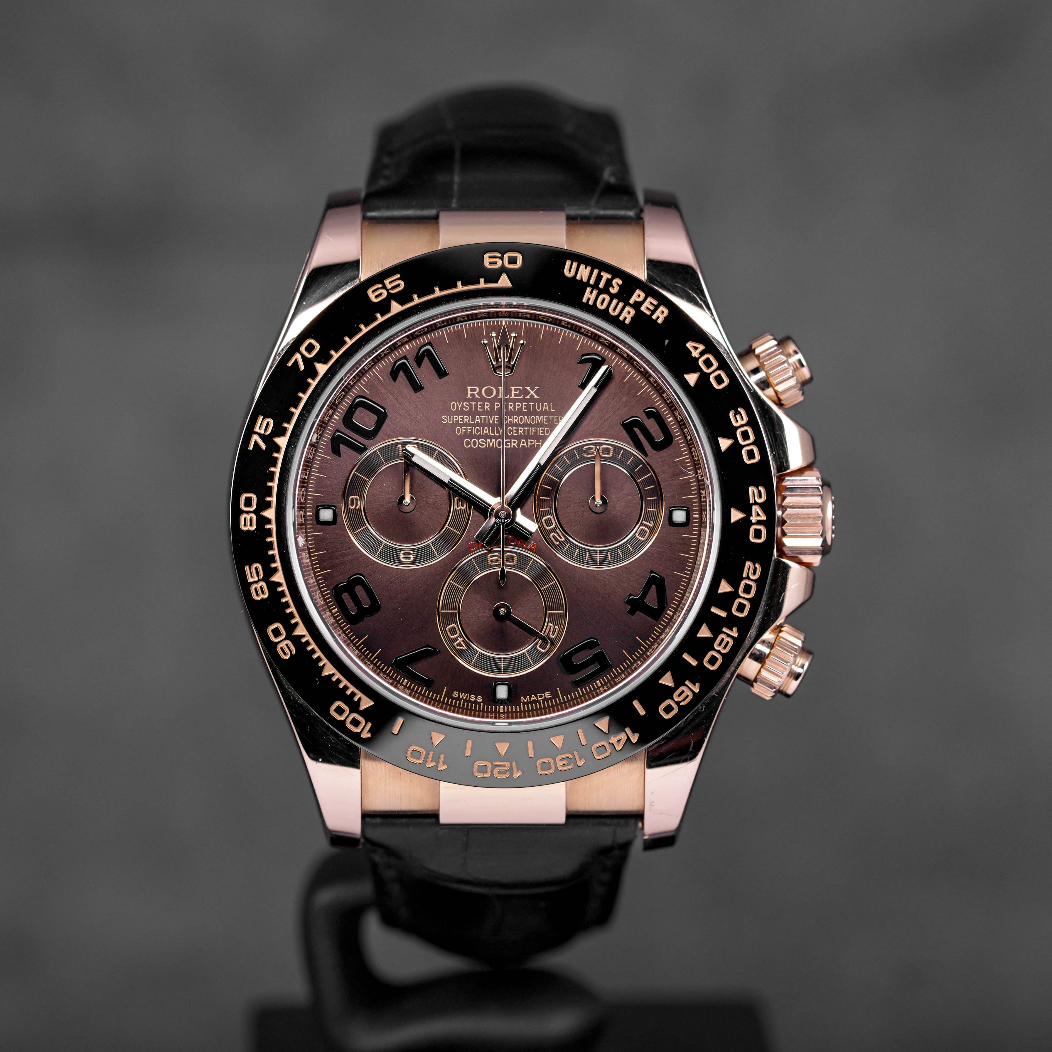 DAYTONA ROSEGOLD CHOCO ARABIC DIAL WITH ALLIGATOR LEATHER STRAP (2014)