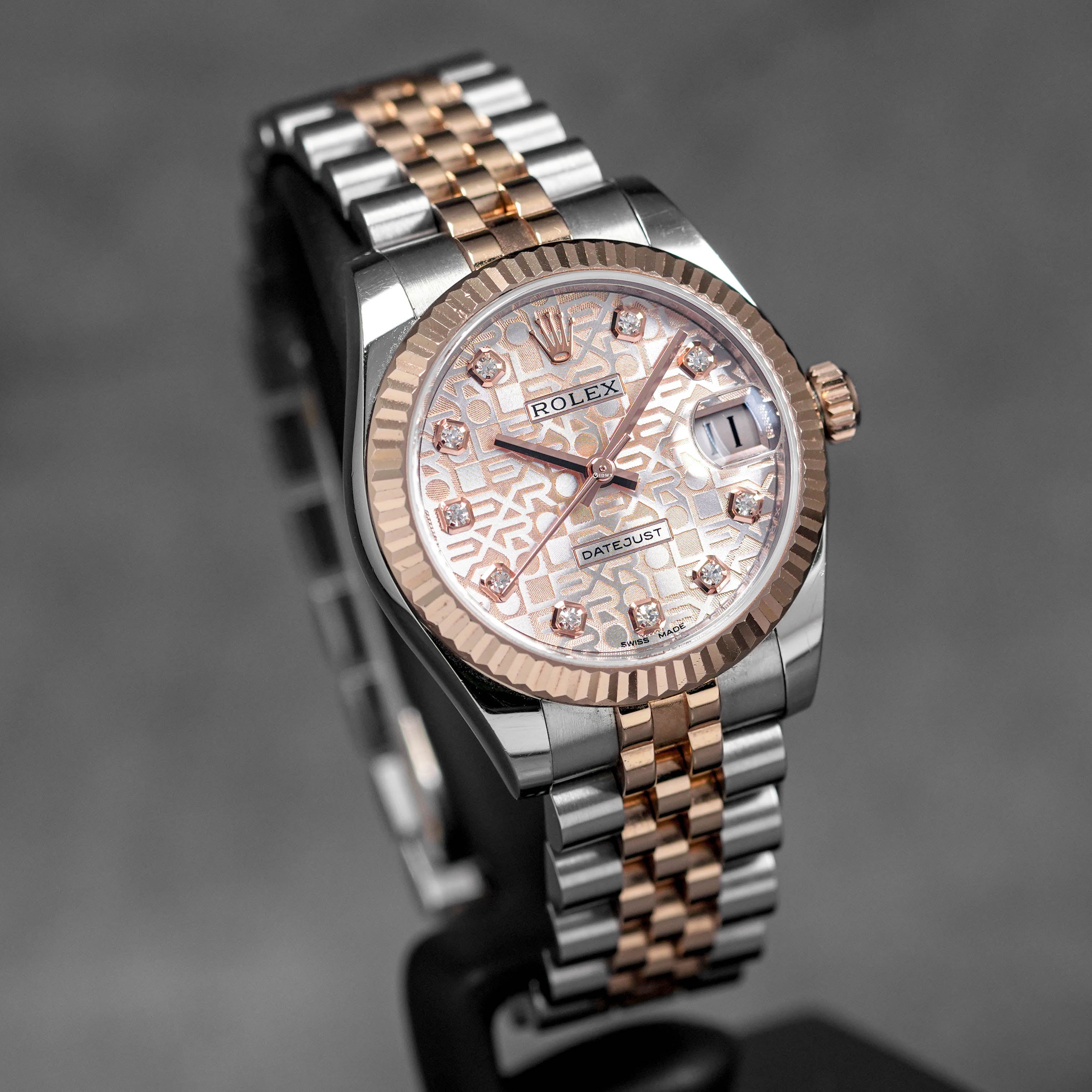 DATEJUST 31MM TWOTONE ROSEGOLD PINK COMPUTERIZED DIAMOND DIAL (2019)