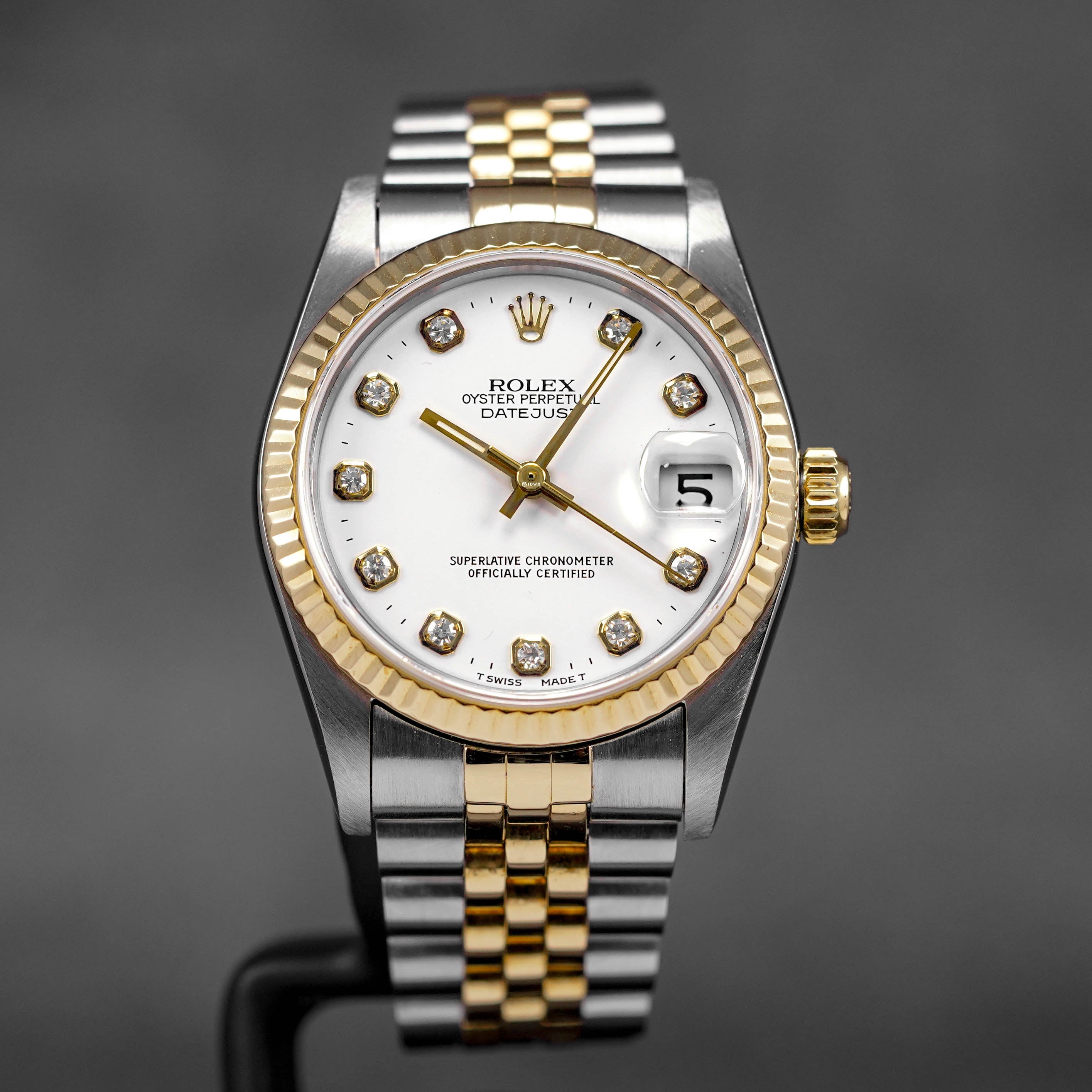 DATEJUST 31MM TWOTONE YELLOWGOLD WHITE DIAMOND DIAL (WATCH ONLY)