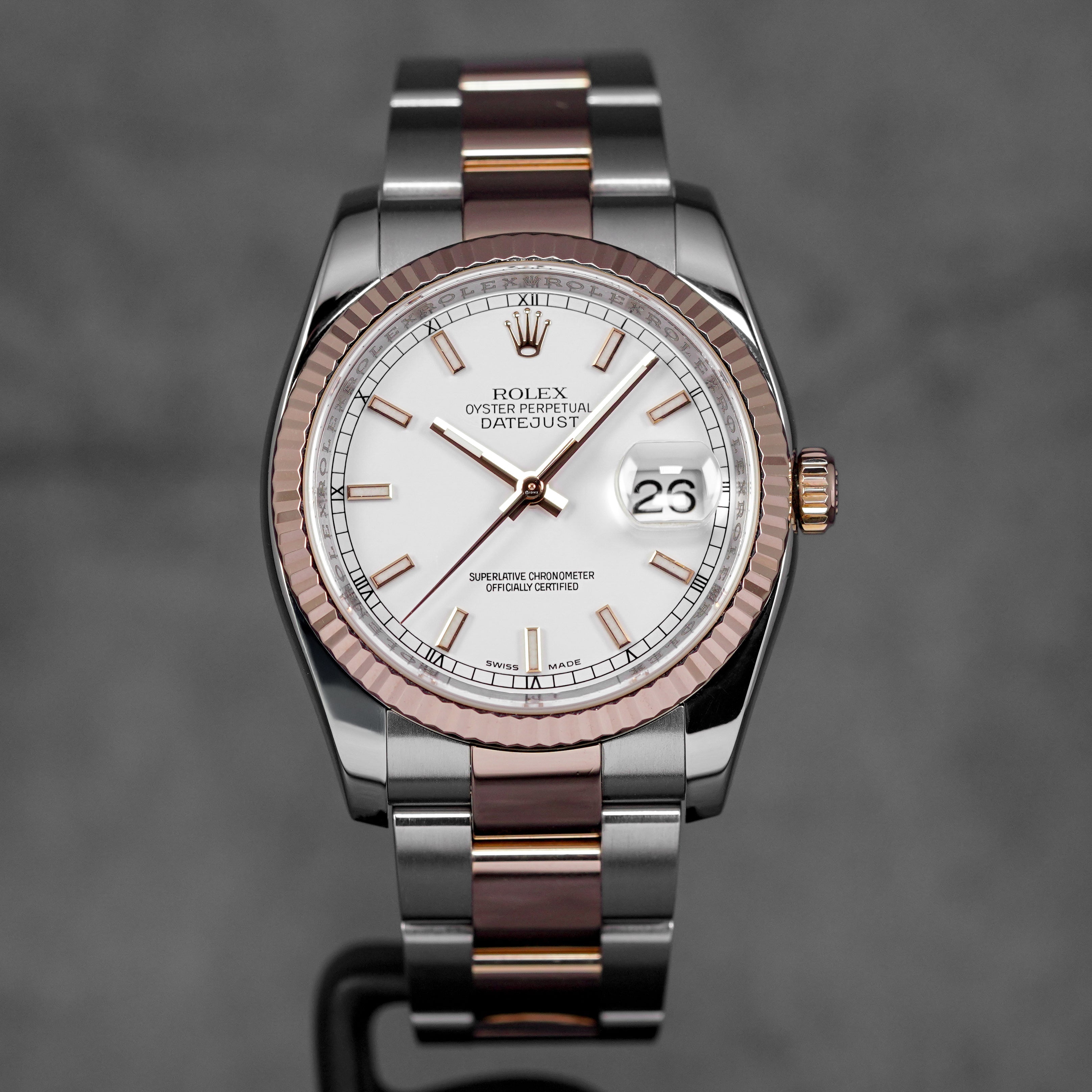 DATEJUST 36MM TWOTONE ROSEGOLD WHITE DIAL (2007)