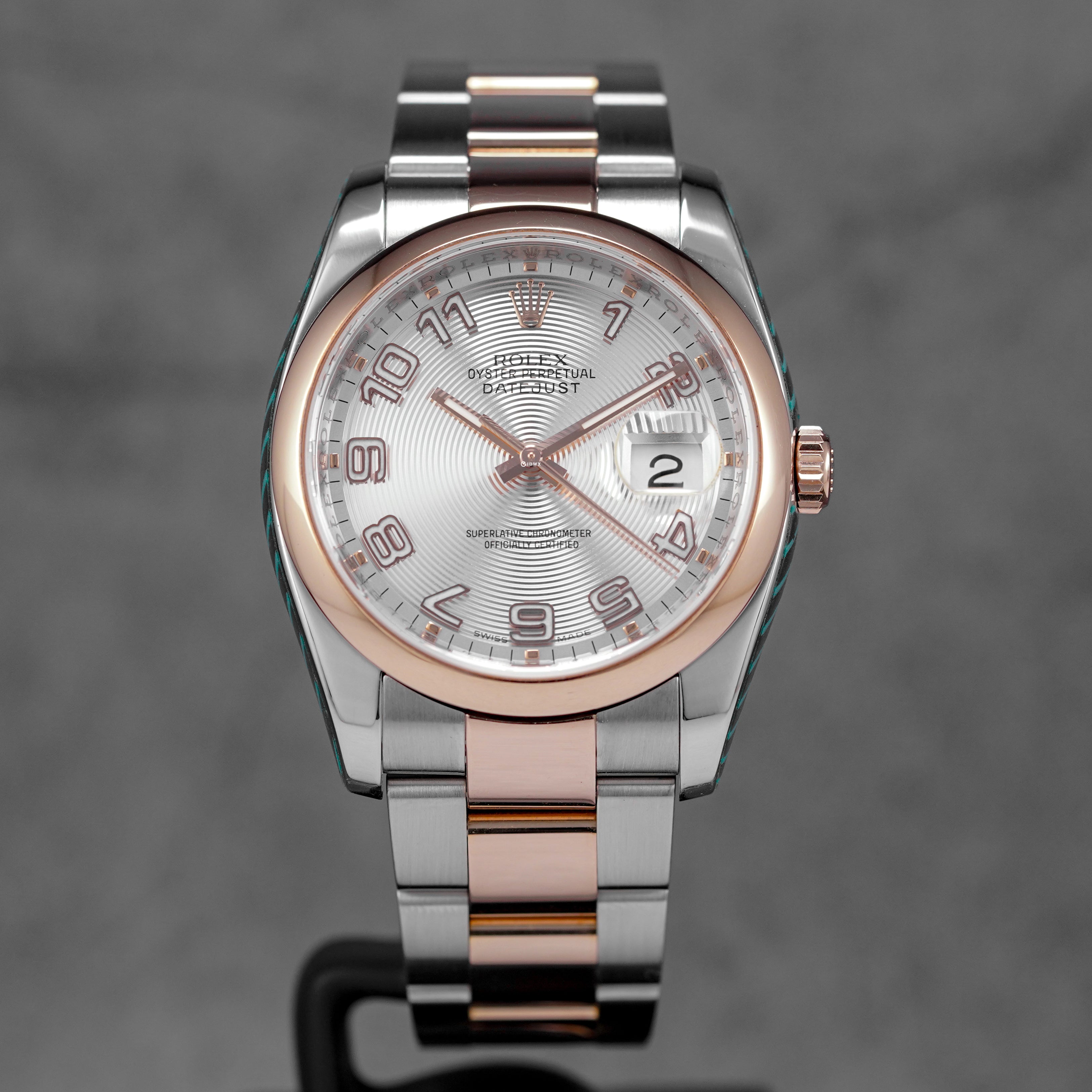 DATEJUST 36MM TWOTONE ROSEGOLD CONCENTRIC SILVER ARABIC DIAL (2012)