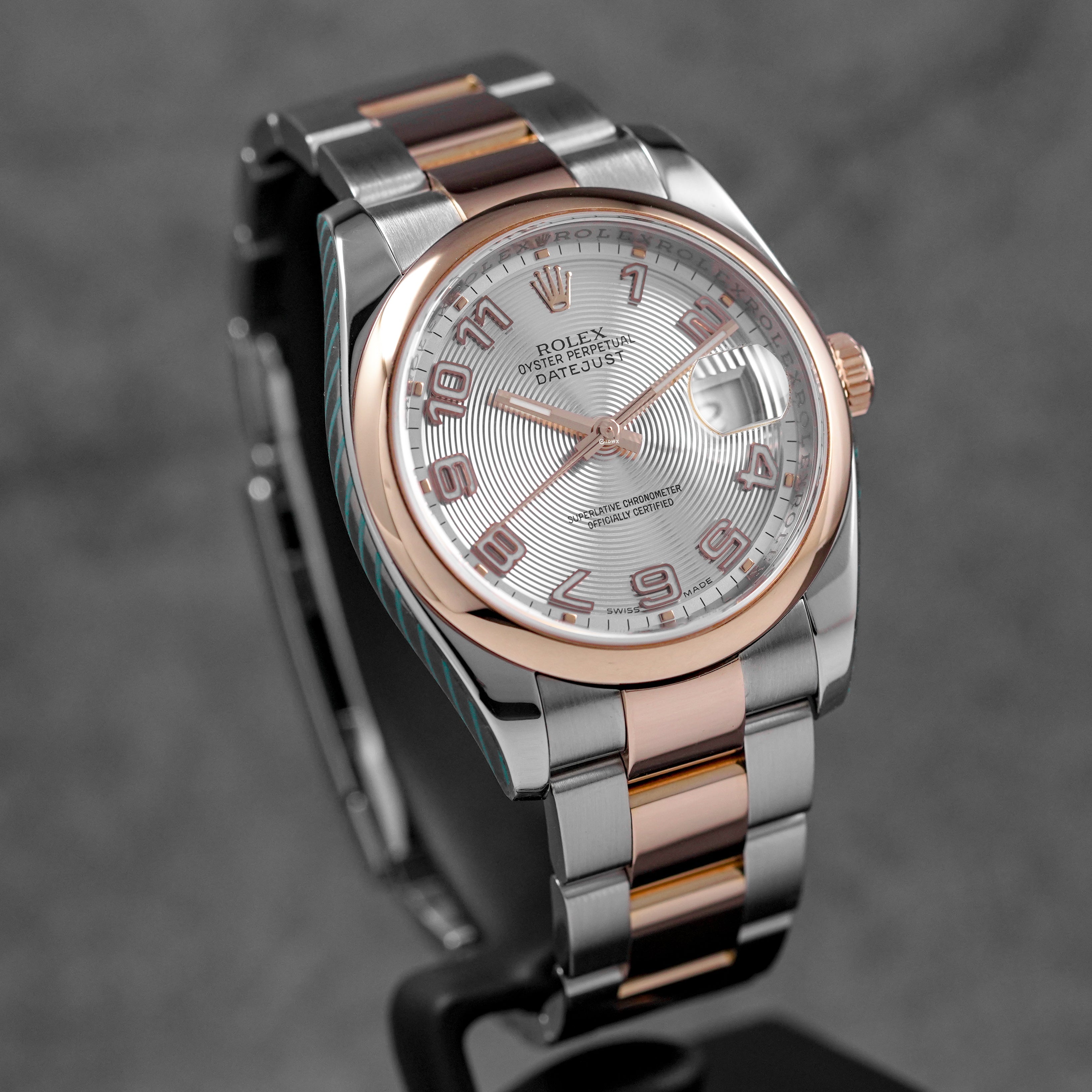 DATEJUST 36MM TWOTONE ROSEGOLD CONCENTRIC SILVER ARABIC DIAL (2012)