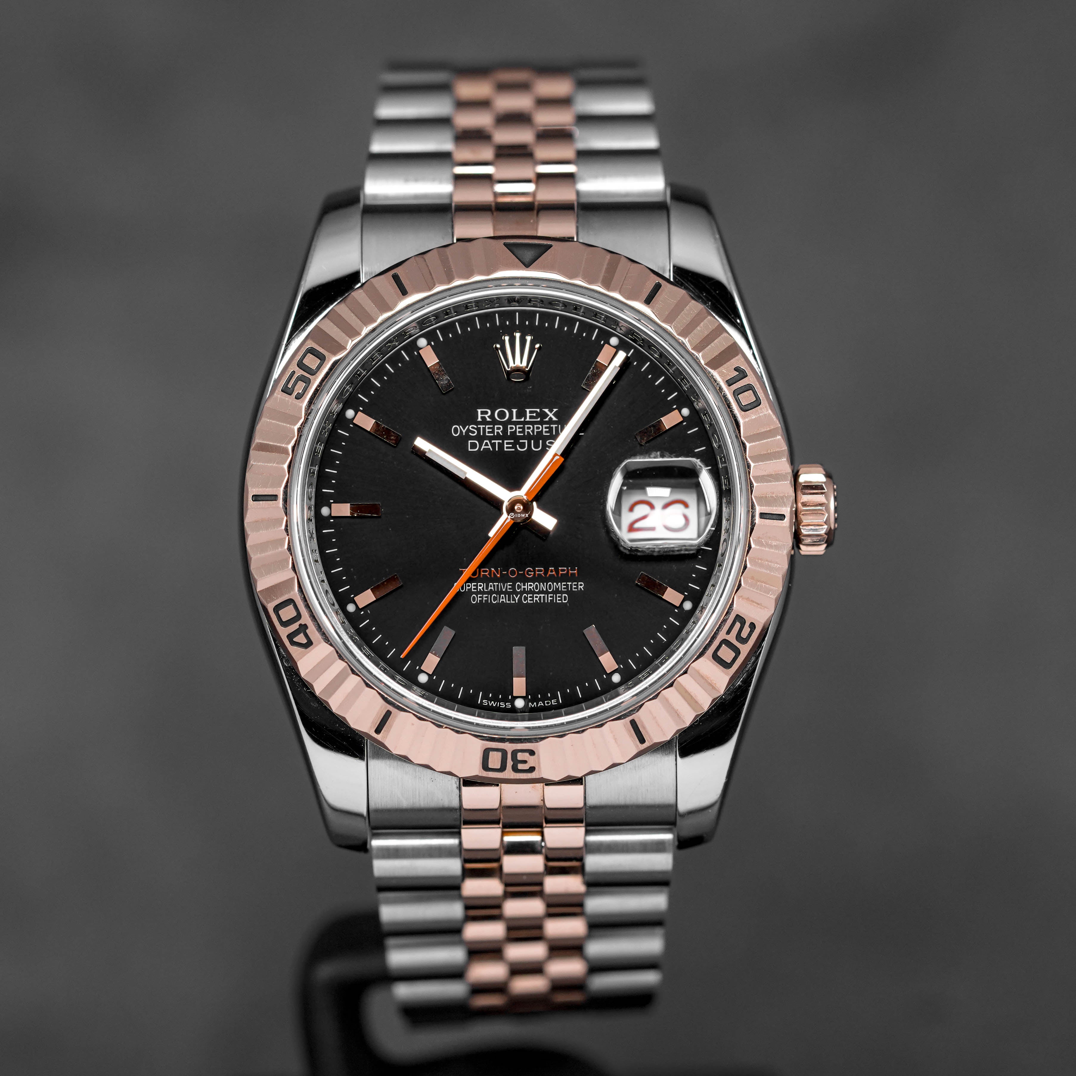 DATEJUST 36MM TWOTONE ROSEGOLD TURN-O-GRAPH BLACK DIAL (2007)