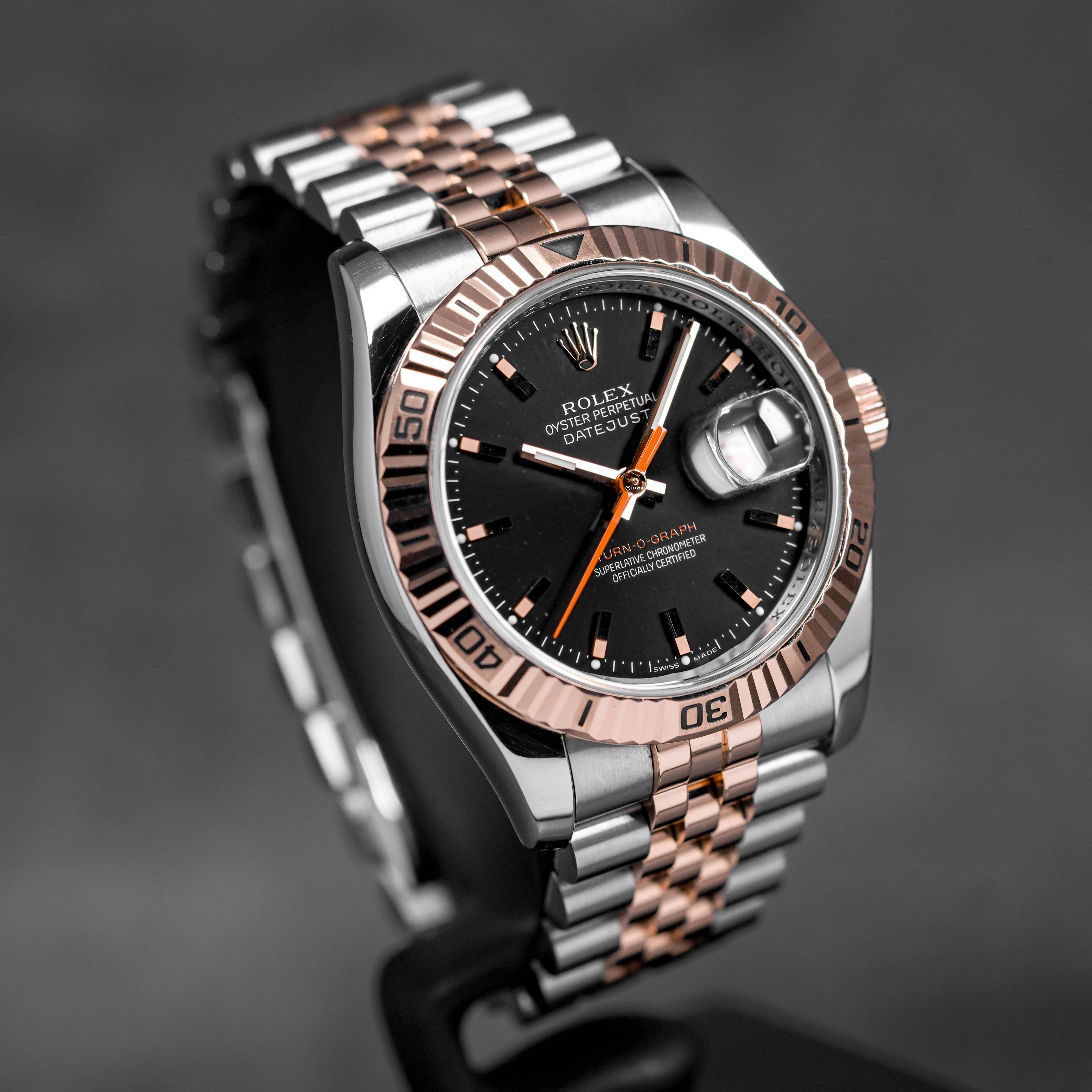 DATEJUST 36MM TWOTONE ROSEGOLD TURN-O-GRAPH BLACK DIAL (2007)