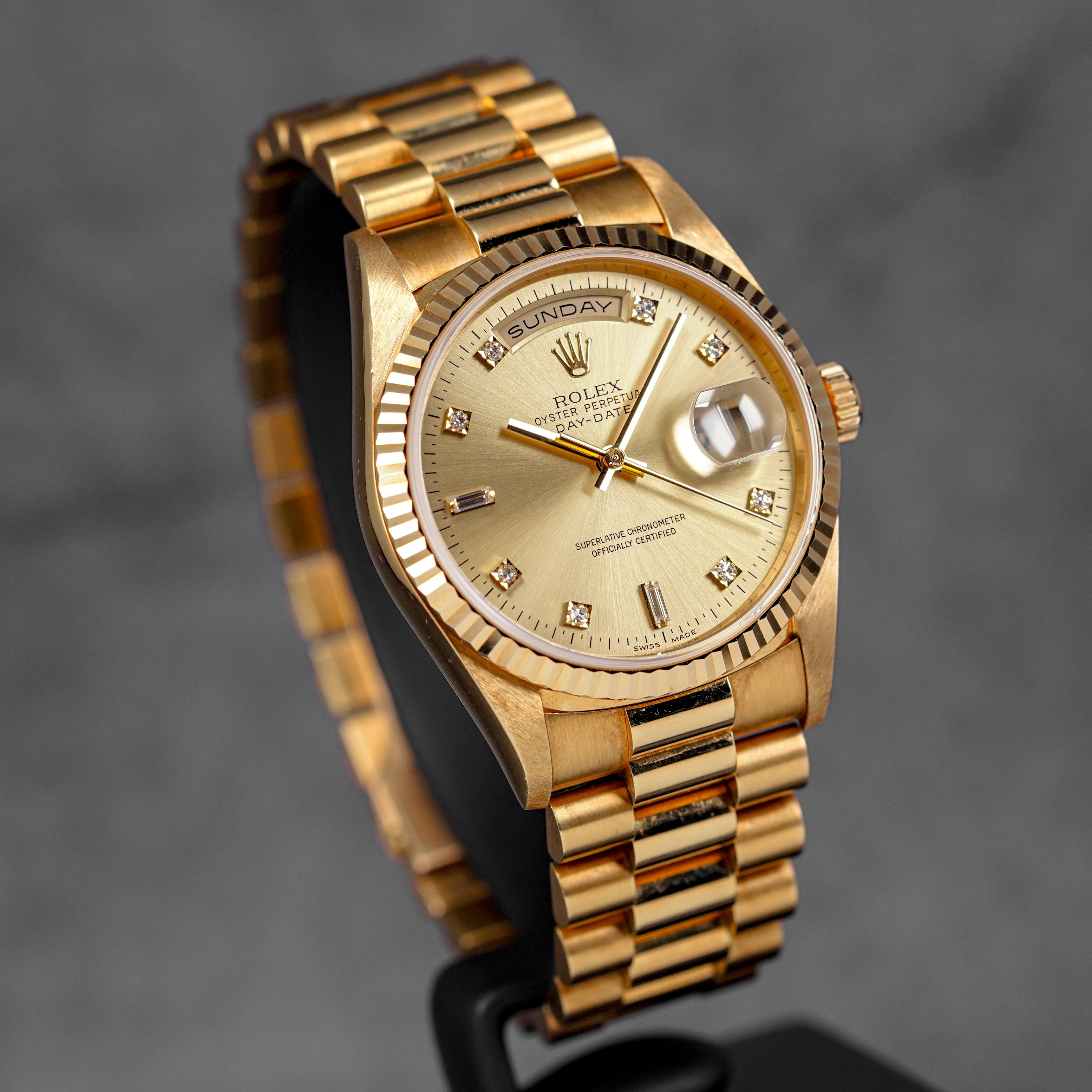 DAYDATE 36MM 18238 YELLOWGOLD CHAMPAGNE DIAMOND DIAL (1998)