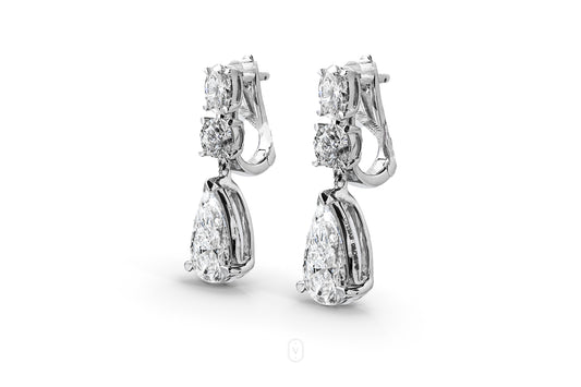 ALICE WHITEGOLD DROP EARRINGS TOTAL 2.8 CT ROUND, OVAL & PEAR CUT LAB DIAMOND