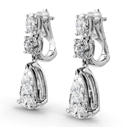 ALICE WHITEGOLD DROP EARRINGS TOTAL 2.8 CT ROUND, OVAL & PEAR CUT LAB DIAMOND