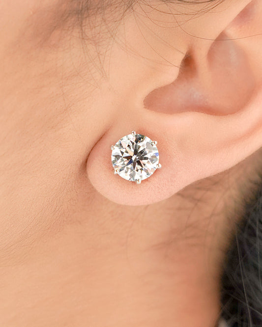 SIERRA STUD EARRINGS TOTAL 8CT ROUND CUT LAB DIAMOND