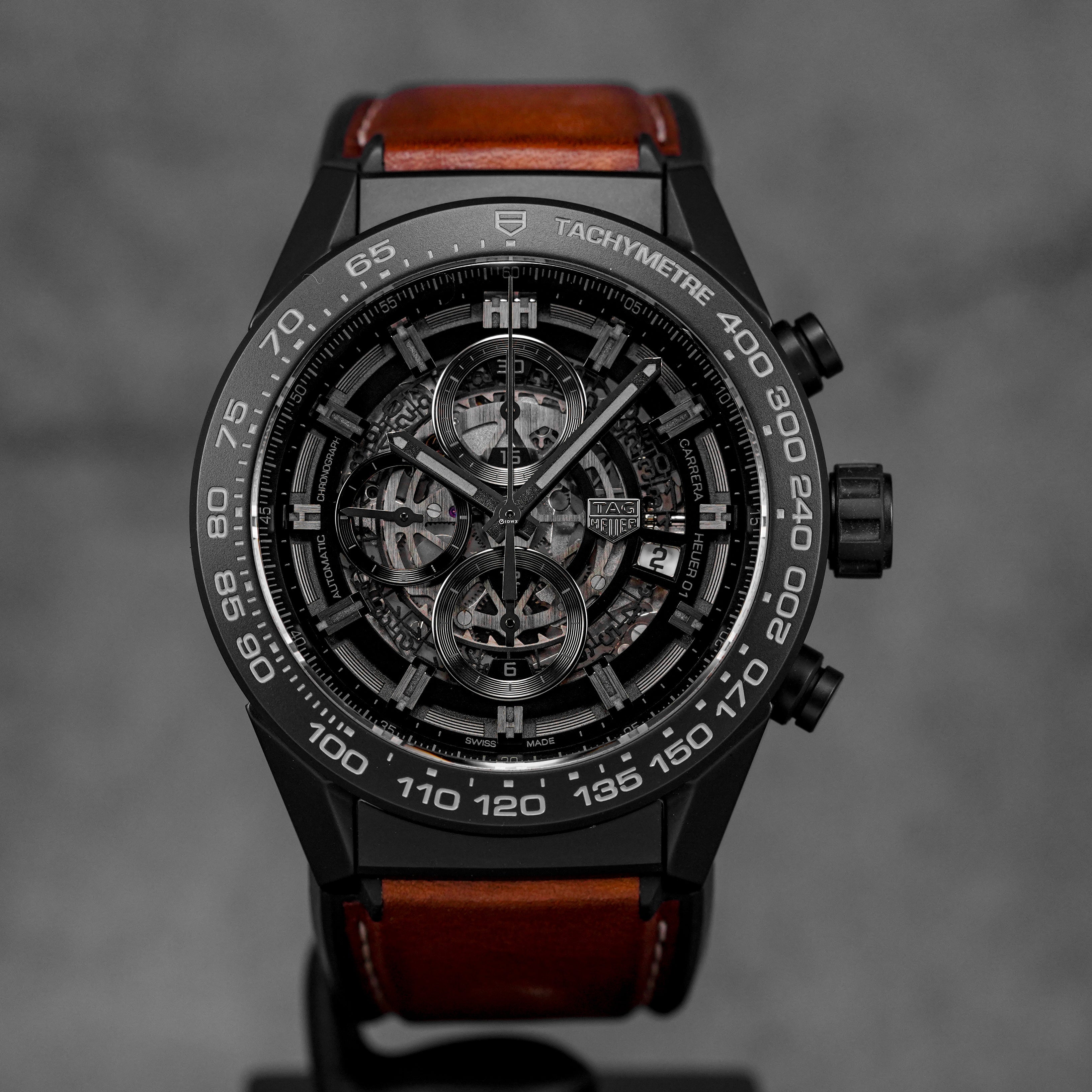 CARRERA HEUER 01 BLACK CERAMIC SKELETON DIAL (2018)