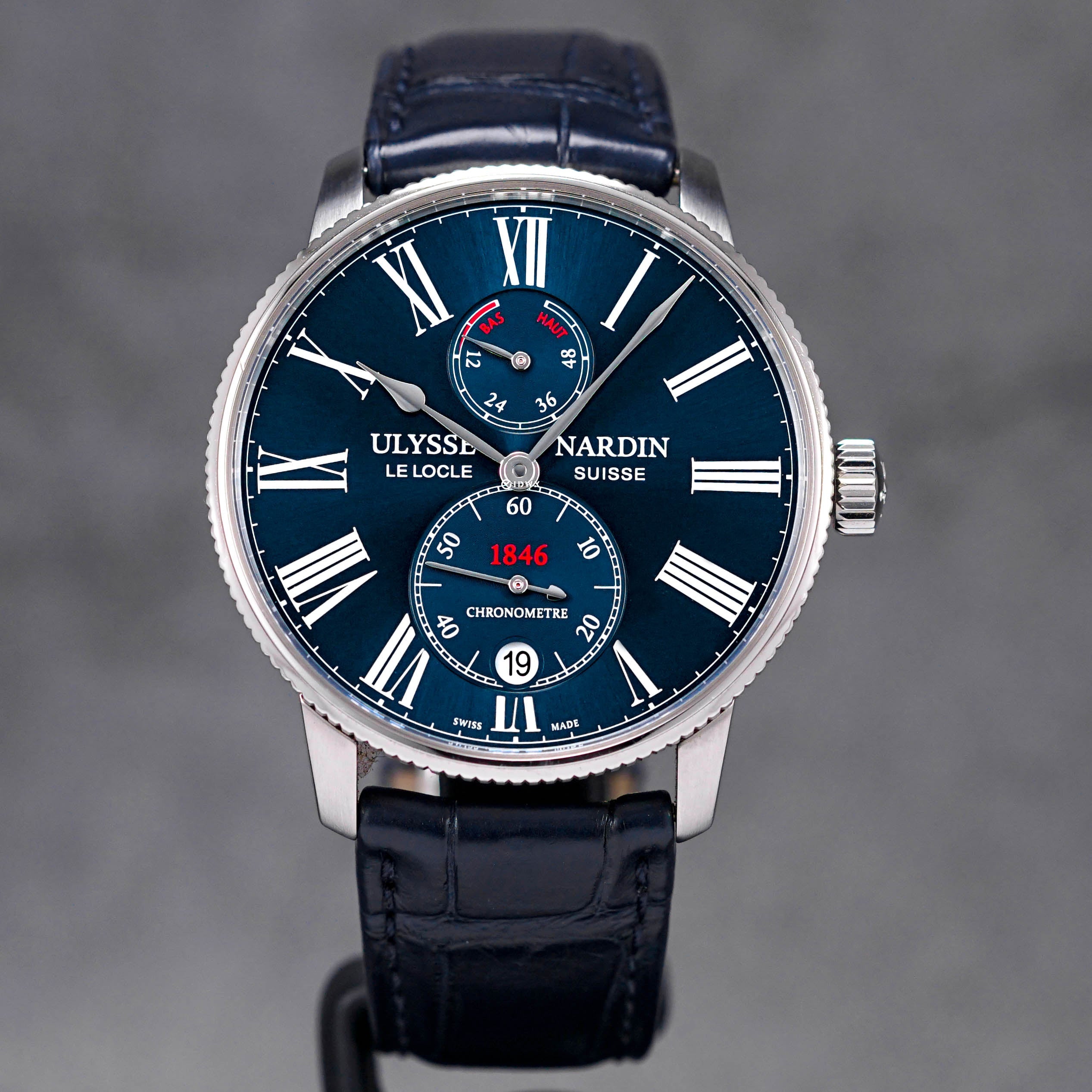 MARINE TORPILLEUR 42MM BLUE DIAL LEATHER STRAP (2018)