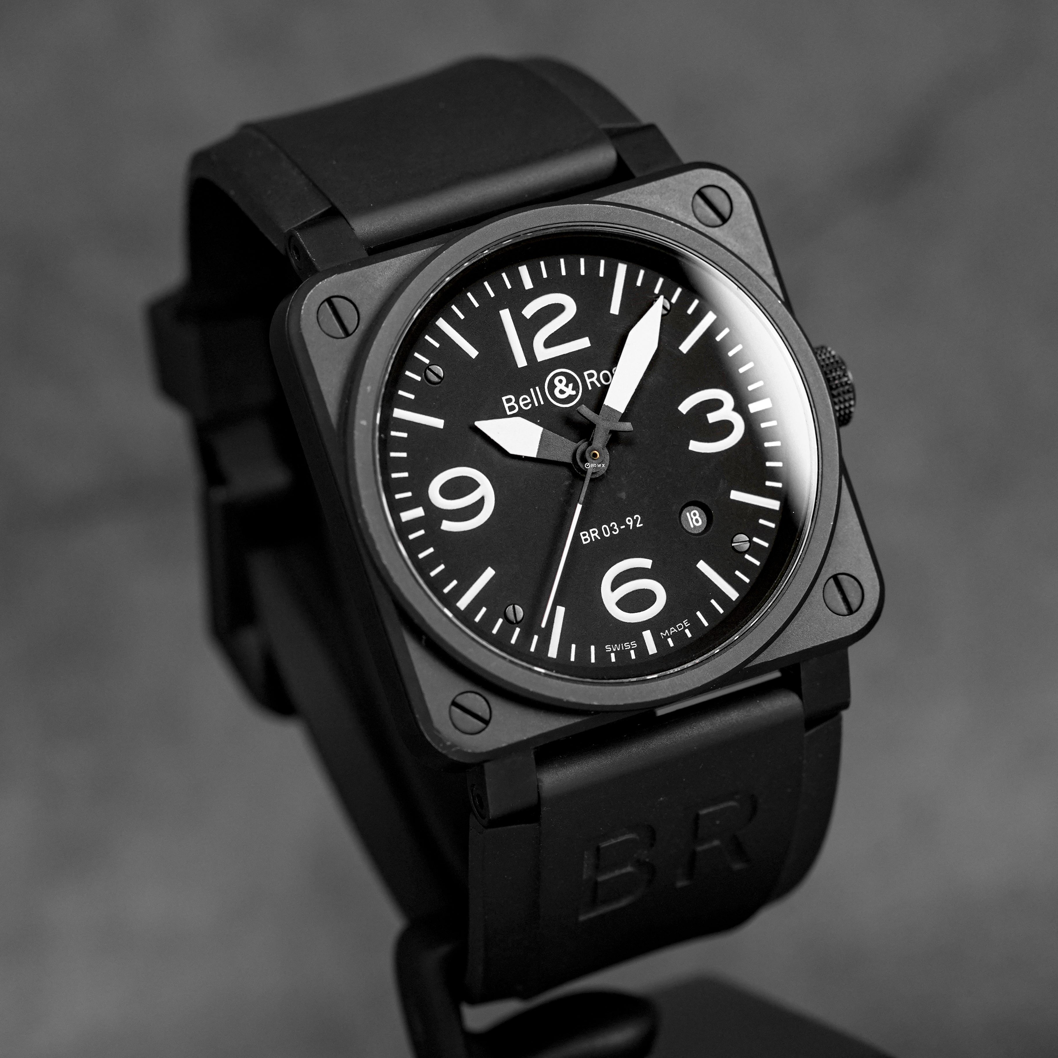 BR 03-92 STEEL BLACK PVD RUBBER STRAP (2008)