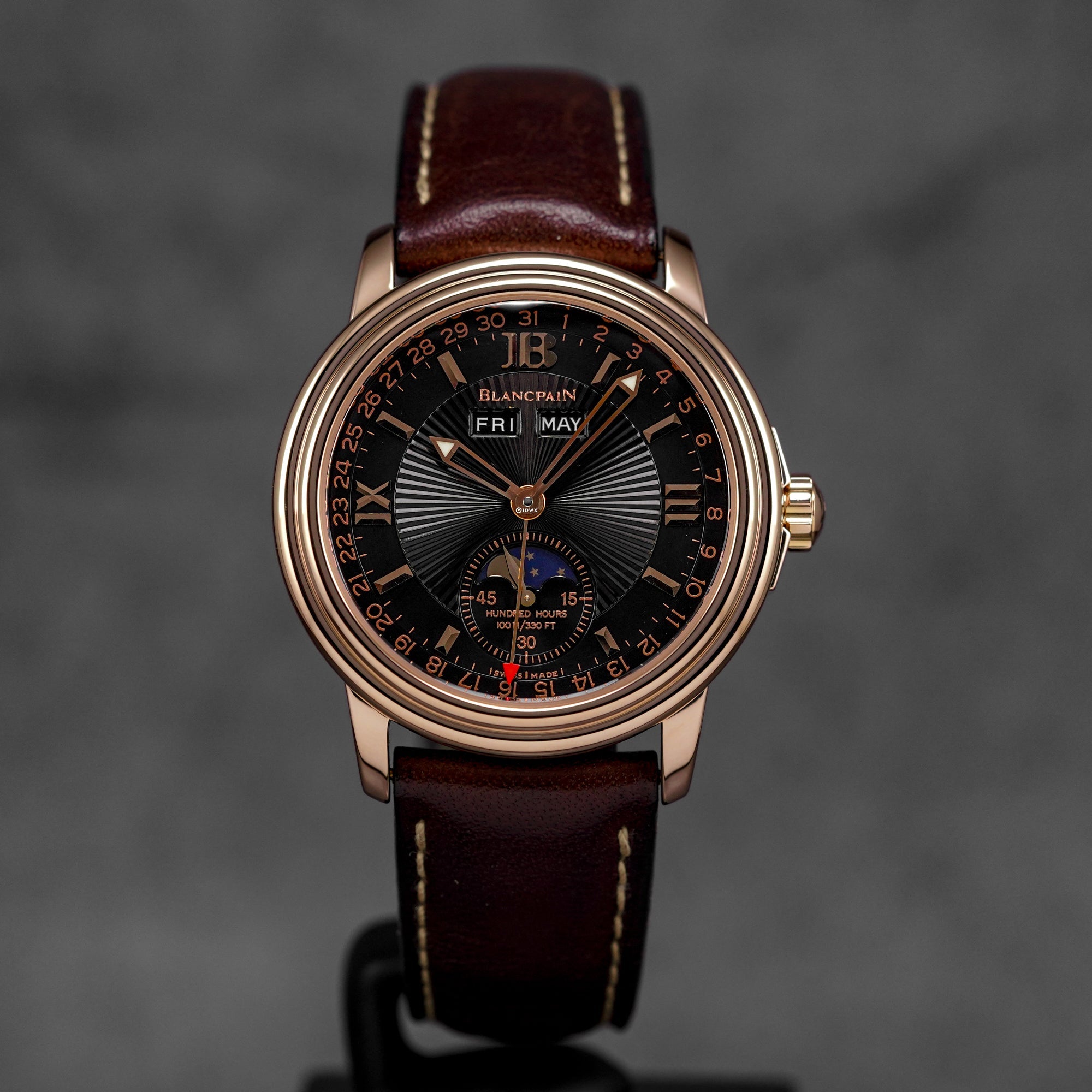 LEMAN TRIPLE CALENDAR MOONPHASE ROSEGOLD BLACK DIAL LIMITED EDITION (1999)