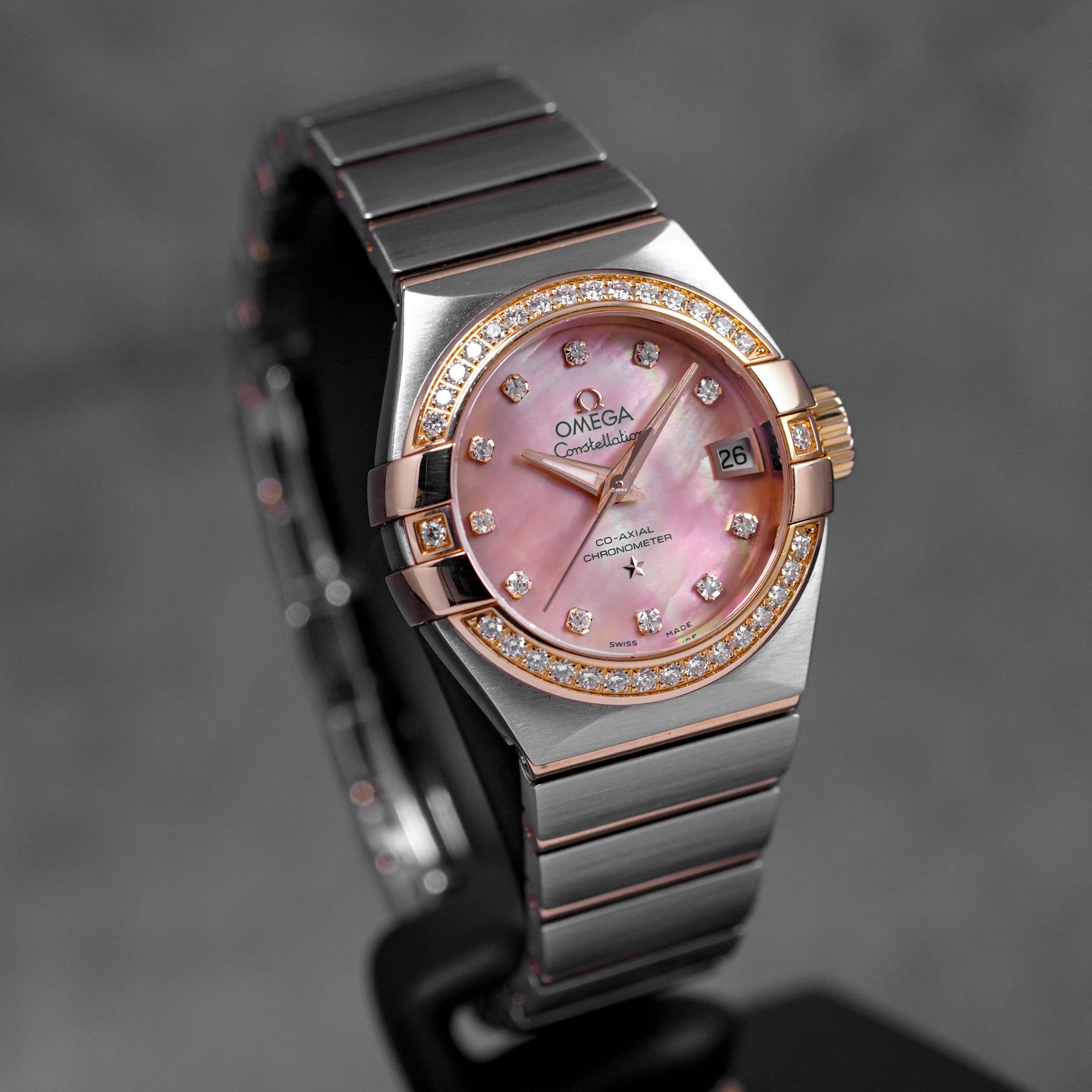 CONSTELLATION 27MM TWOTONE ROSEGOLD MOP DIAMOND DIAL DIAMOND BEZEL (2016)