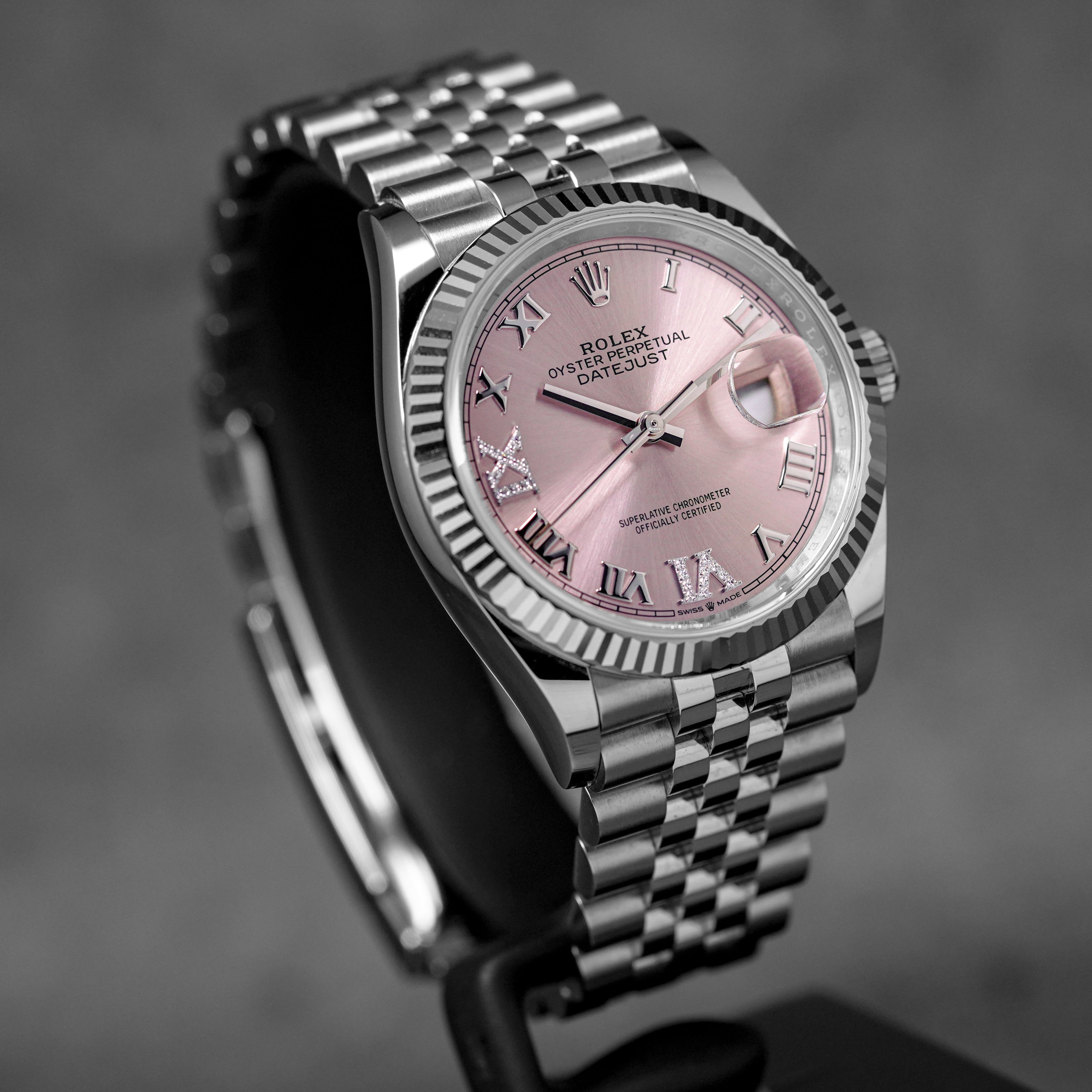 DATEJUST 36MM PINK ROMAN DIAL DIAMOND ON VI & IX (2025)
