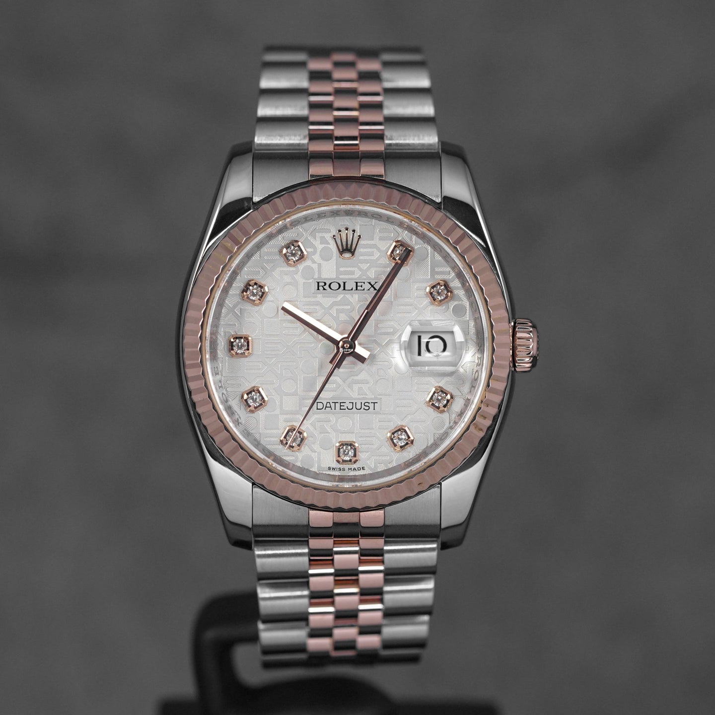 DATEJUST 36MM TWOTONE ROSEGOLD SILVER COMPUTERIZED DIAMOND DIAL (2007)