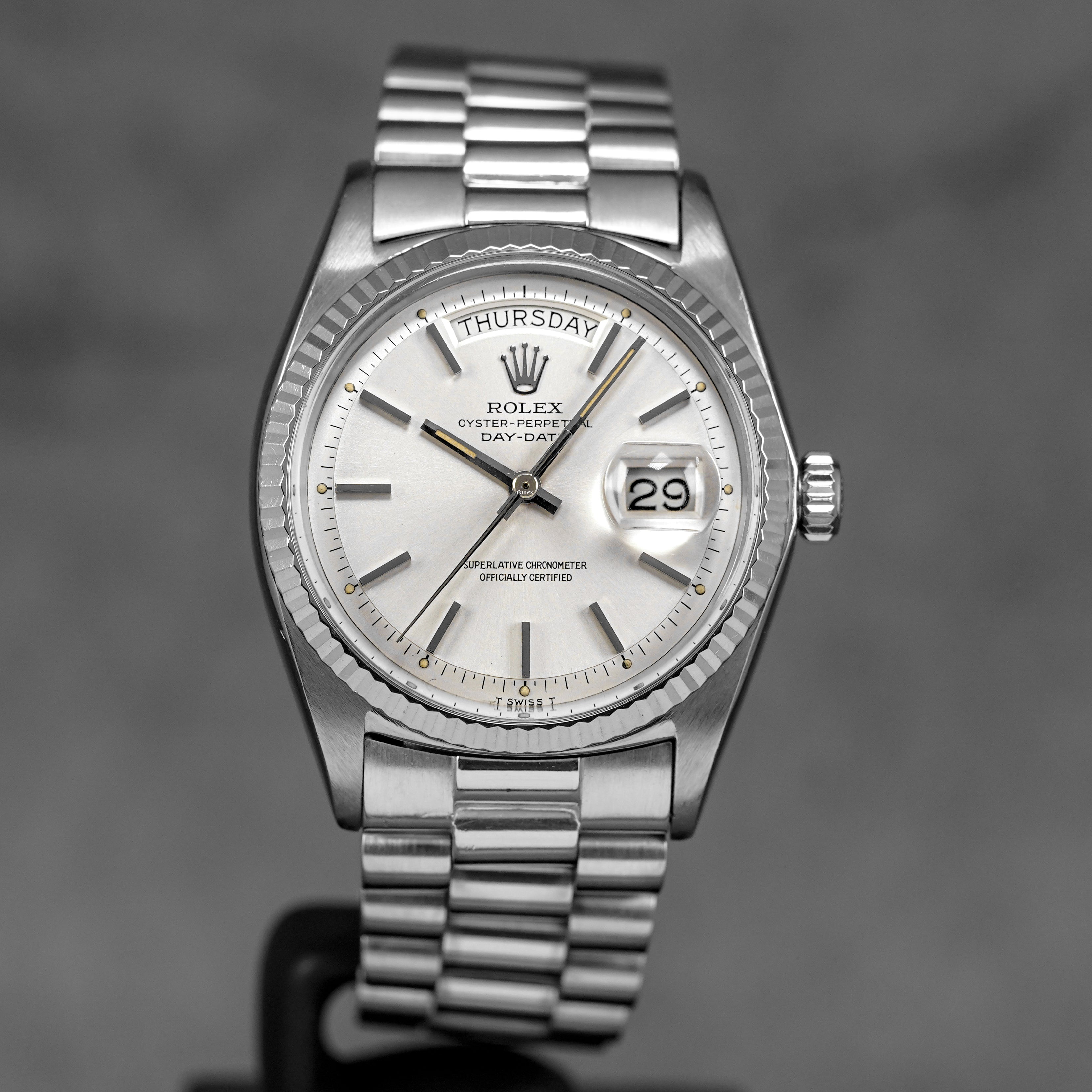 DAYDATE 36MM 1803 WHITEGOLD SILVER DIAL (WATCH ONLY)