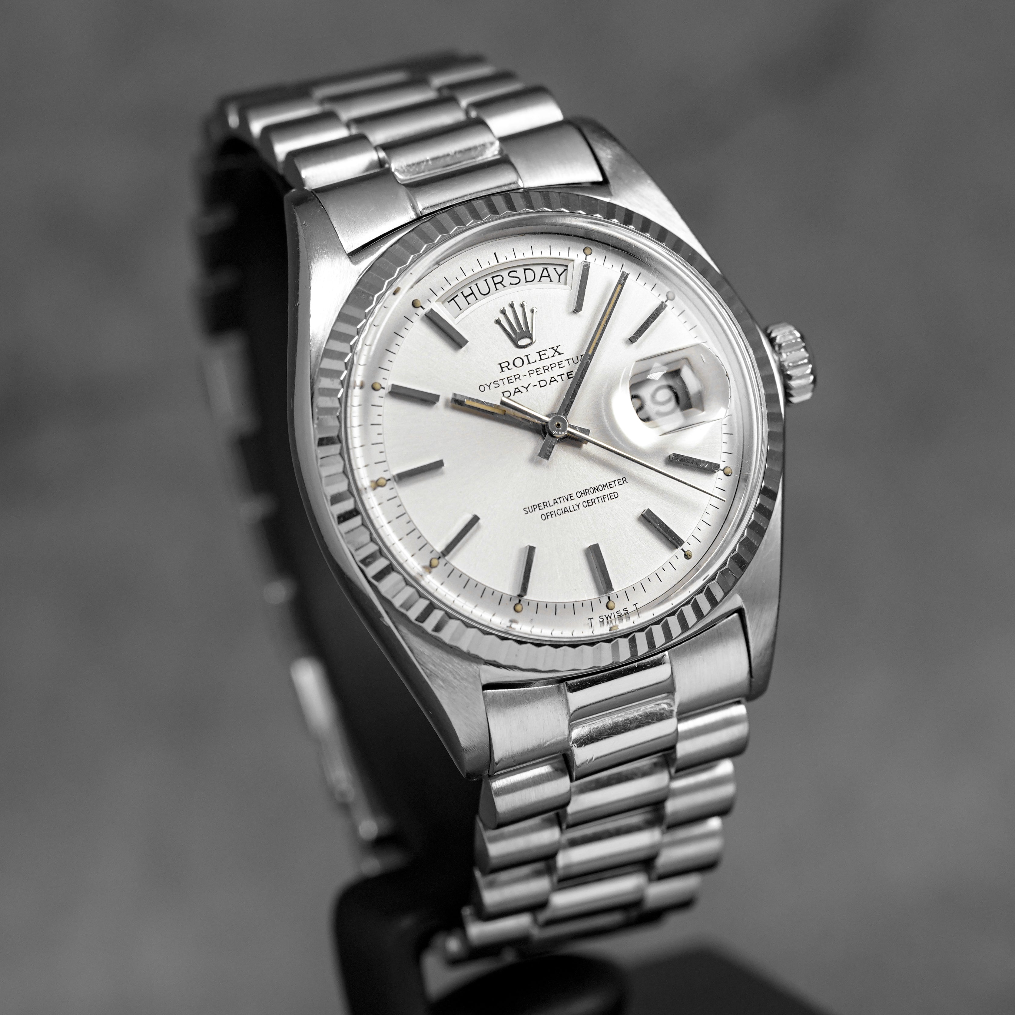 DAYDATE 36MM 1803 WHITEGOLD SILVER DIAL (WATCH ONLY)