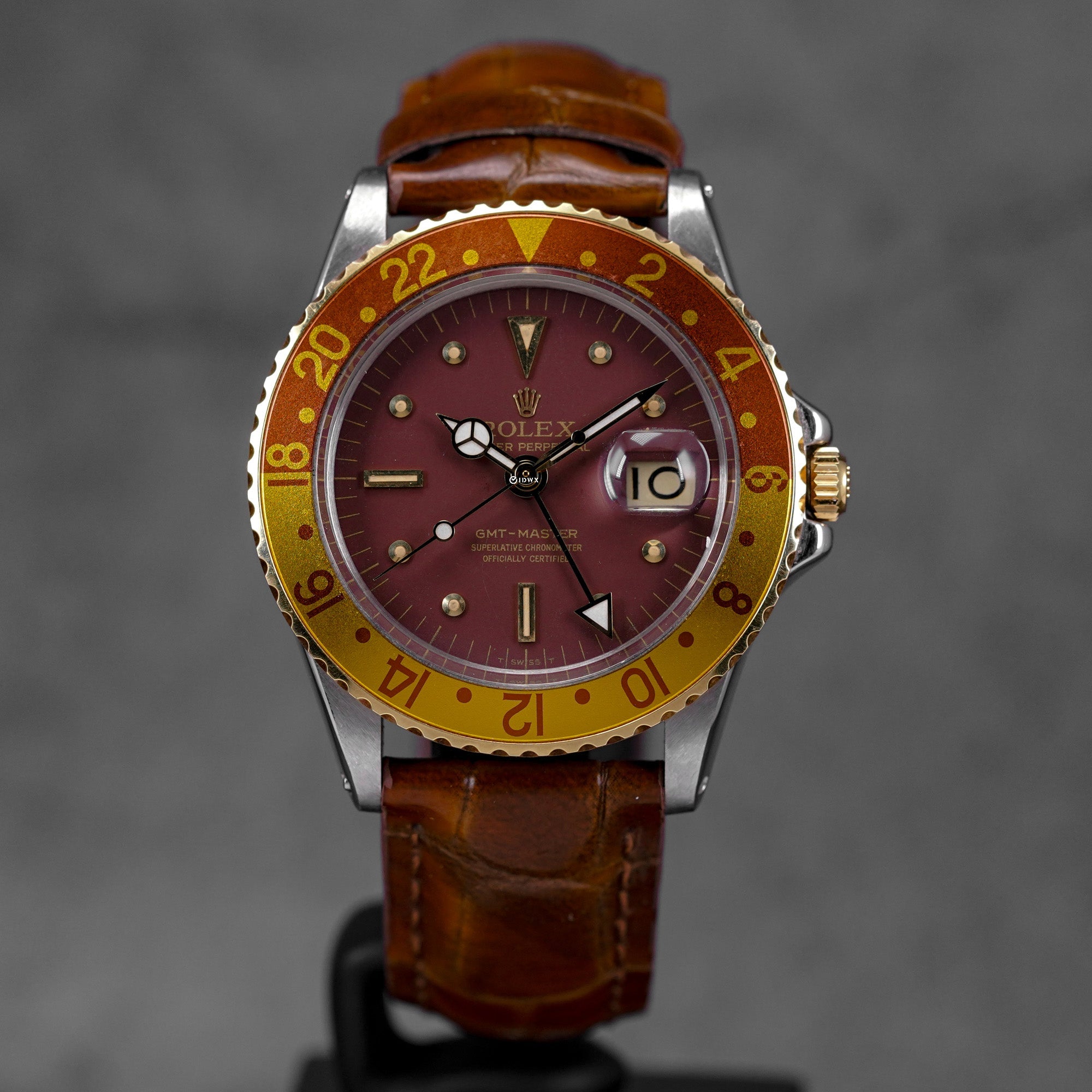 GMT MASTER 1675 ROOTBEER TWOTONE YELLOWGOLD 'EYES OF TIGER' NIPPLE DIAL (WATCH ONLY)