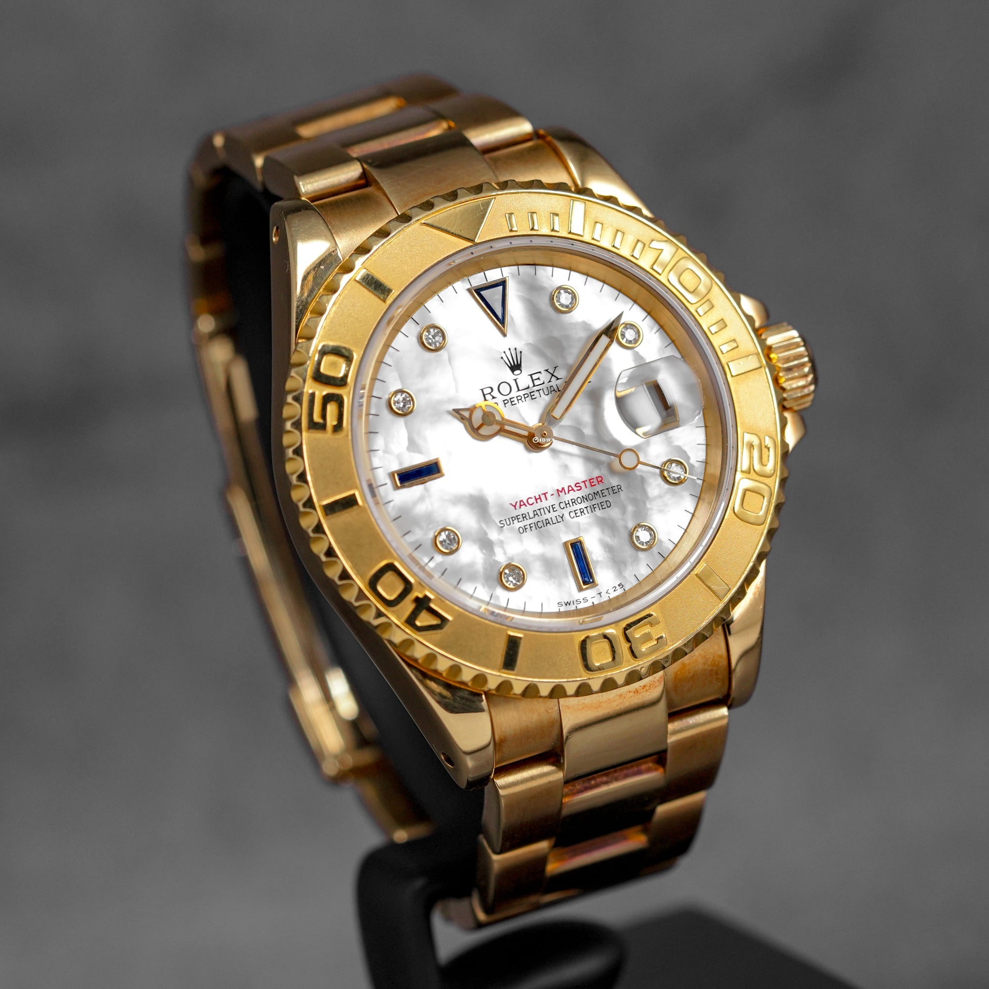 YACHT-MASTER 40MM 16628 YELLOWGOLD MOP DIAMOND SAPPHIRE DIAL (WATCH ONLY)