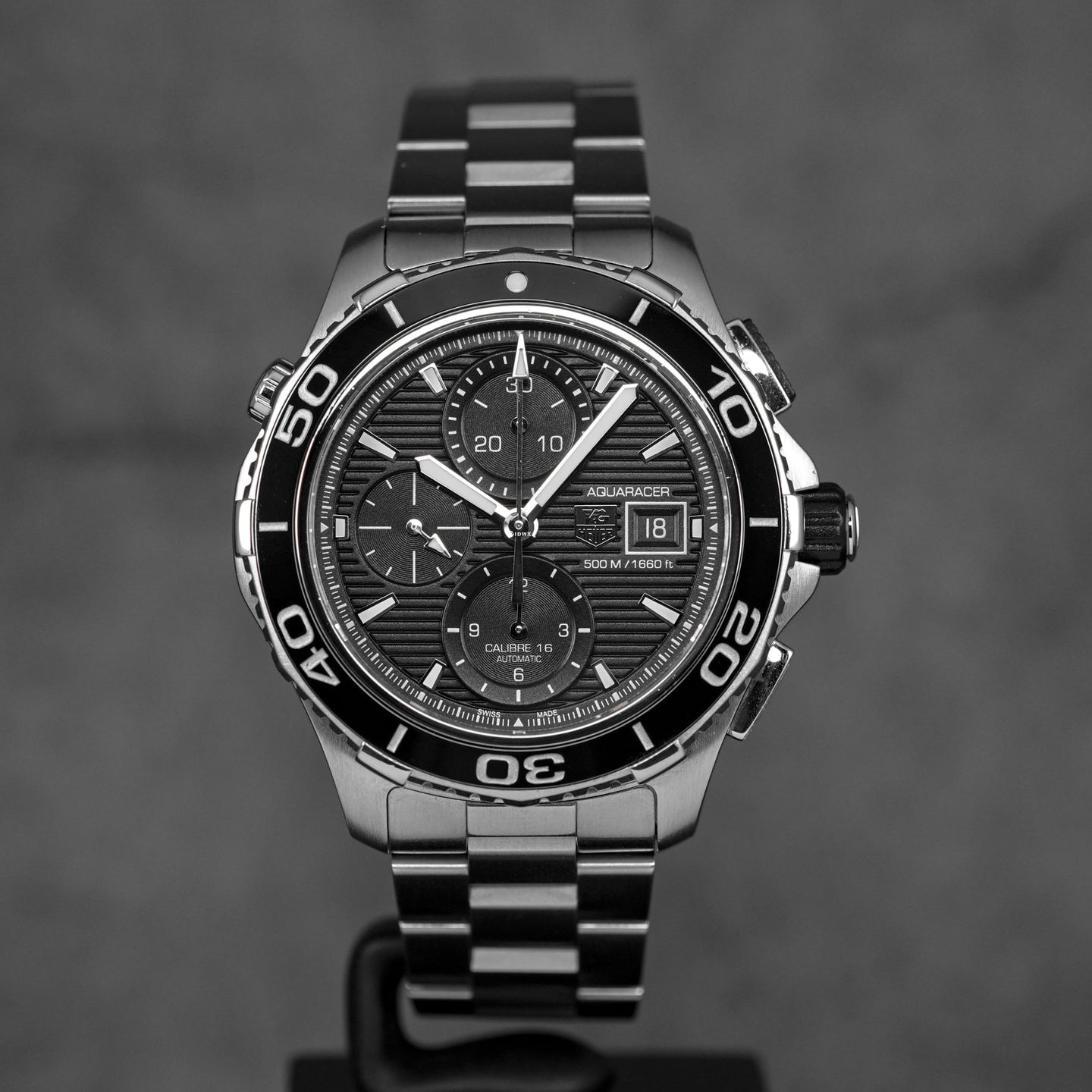 AQUARACER 500M CALIBRE 16 CHRONOGRAPH BLACK DIAL (2015)