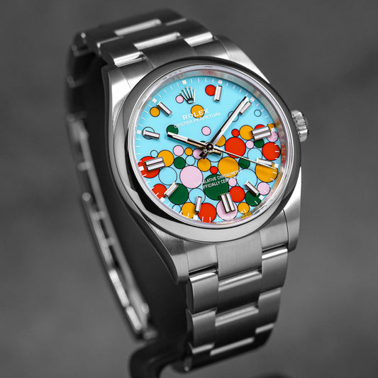 OYSTER PERPETUAL 36MM TURQUOISE BLUE CELEBRATION MOTIF DIAL (2023)