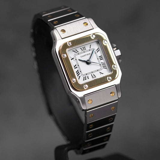 SANTOS GALBEE TWOTONE YELLOWGOLD WHITE DIAL (WATCH & SERVICE PAPER)