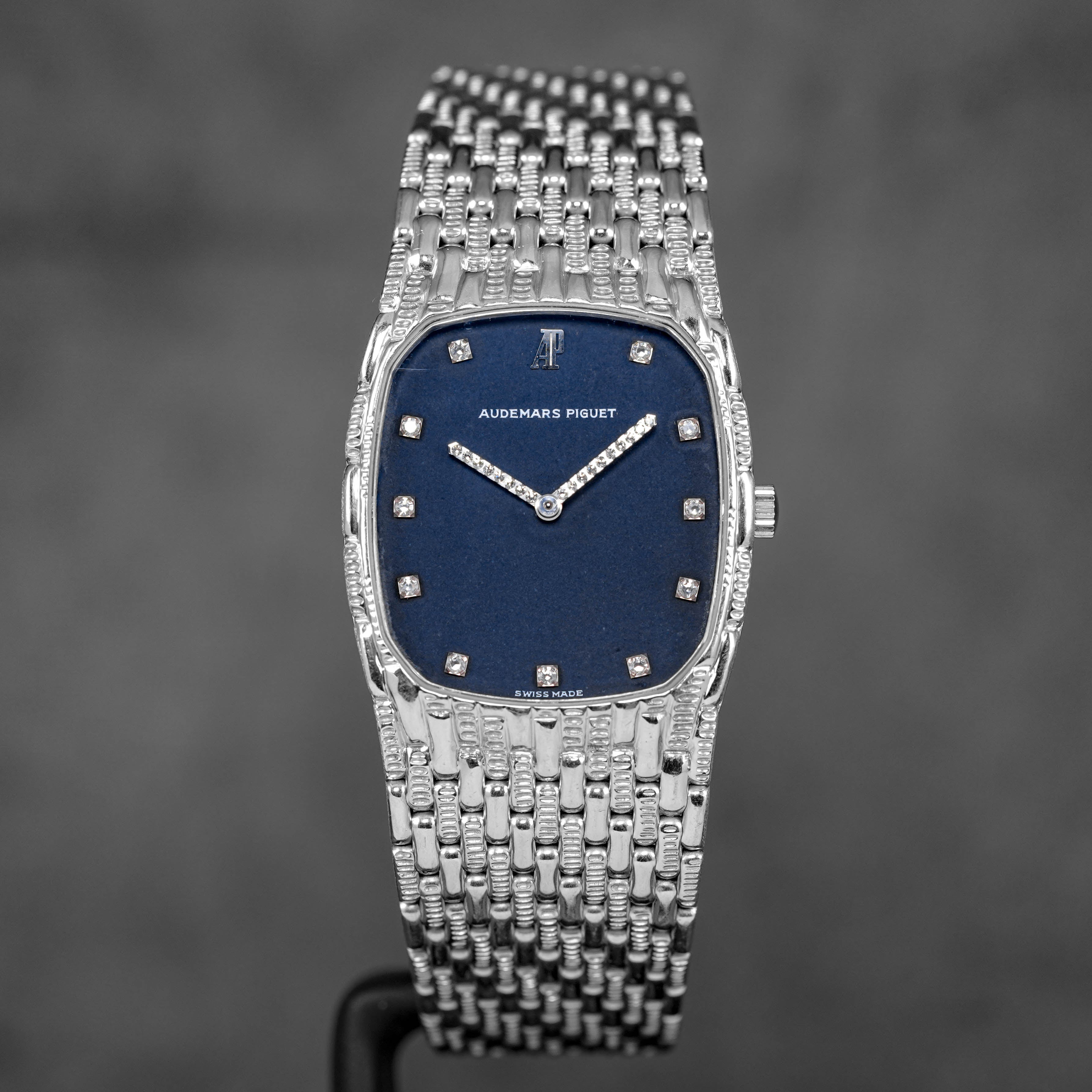 VINTAGE BAMBOO COBRA WHITEGOLD BLUE DIAMOND DIAL DIAMOND INDEX (WATCH ONLY)