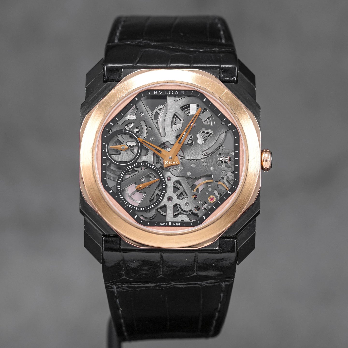 OCTO FINISSIMO ULTRA THIN TWOTONE ROSEGOLD DLC CARBON SKELETON DIAL (2018)