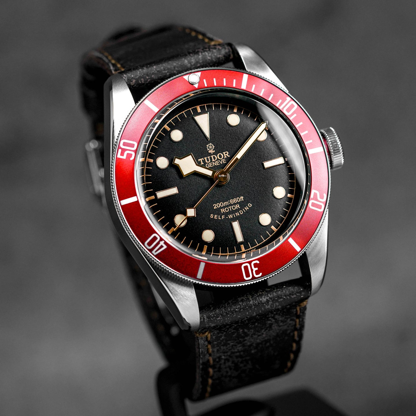 BLACK BAY RED 'BLACK SMILEY' LEATHER STRAP (2012)