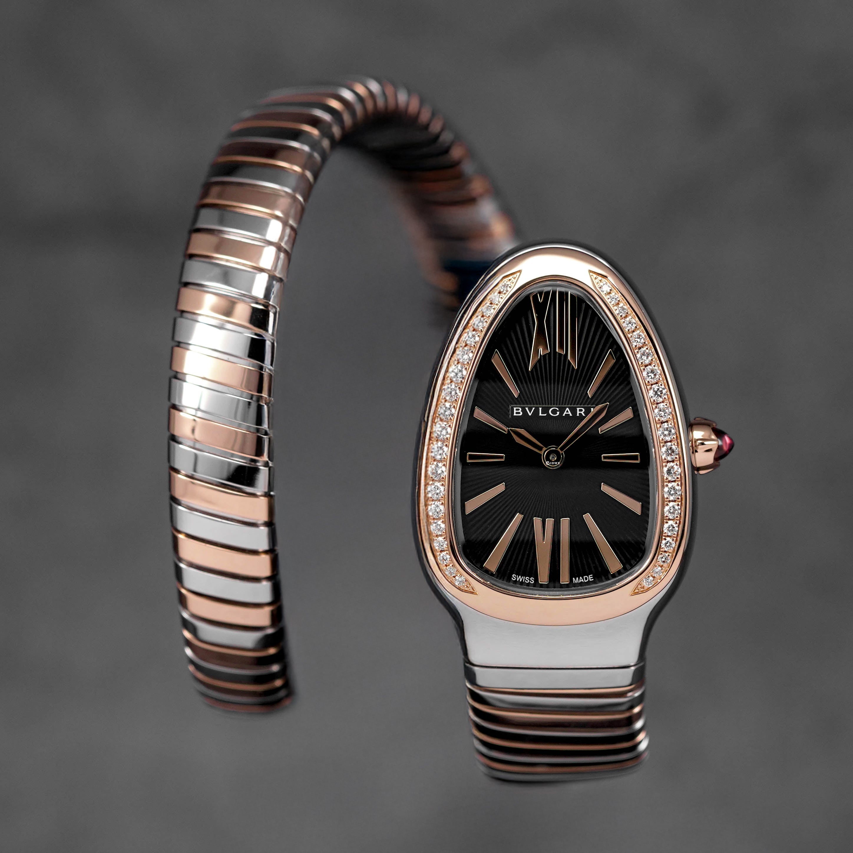 SERPENTI TUBOGAS TWOTONE ROSEGOLD BLACK DIAL DIAMOND BEZEL (2025)