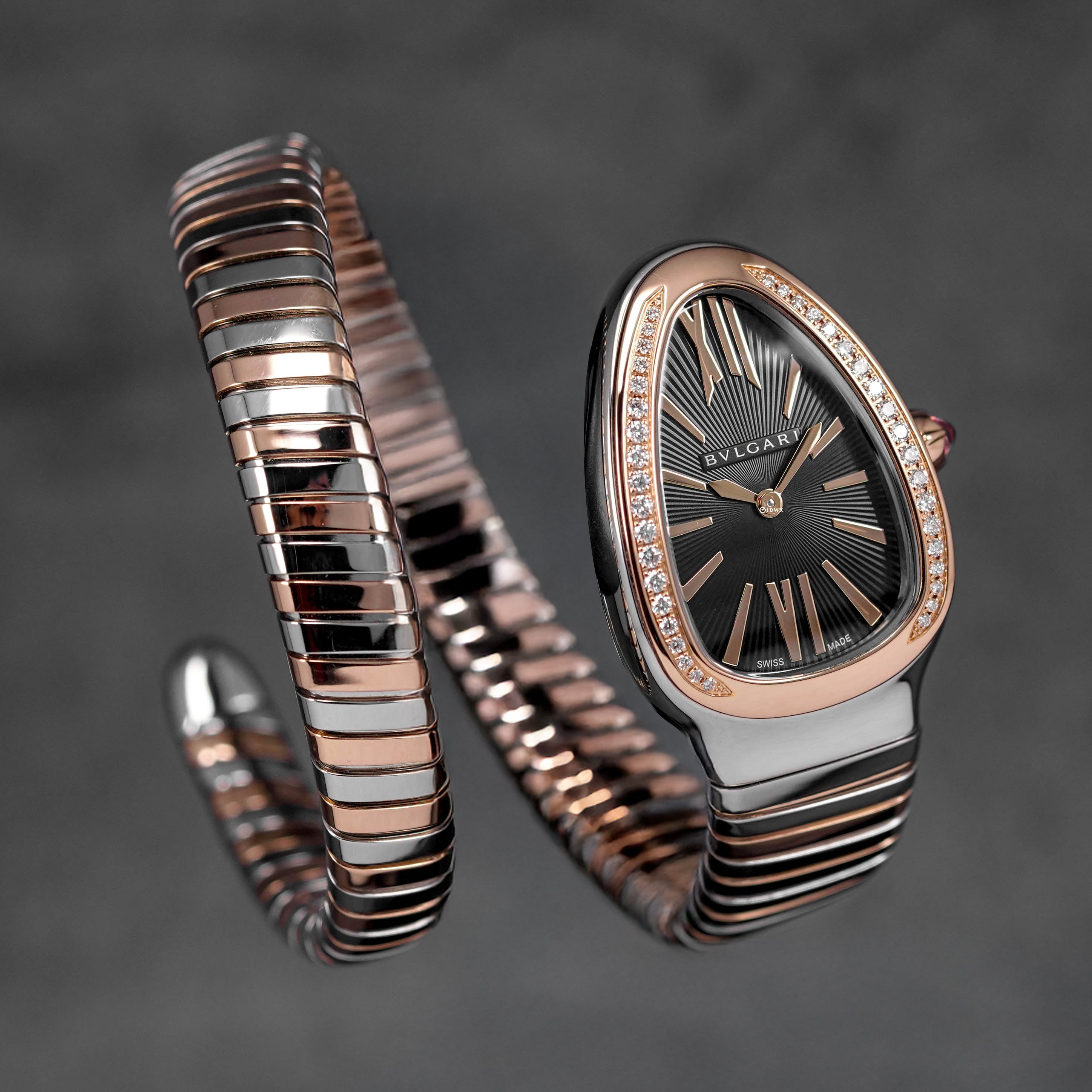 SERPENTI TUBOGAS TWOTONE ROSEGOLD BLACK DIAL DIAMOND BEZEL (2025)