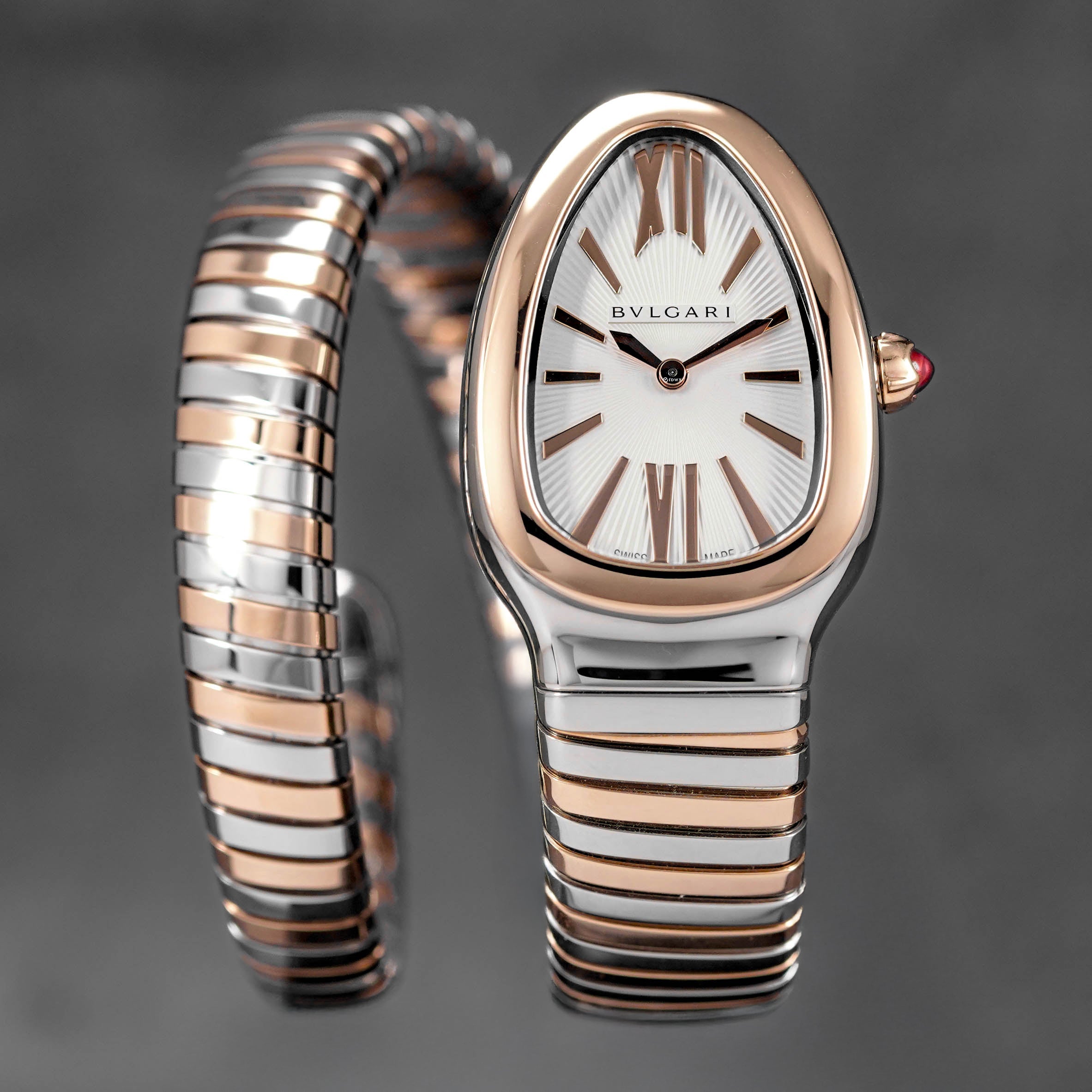 SERPENTI TUBOGAS TWOTONE ROSEGOLD SINGLE SPIRAL WHITE DIAL (2025)