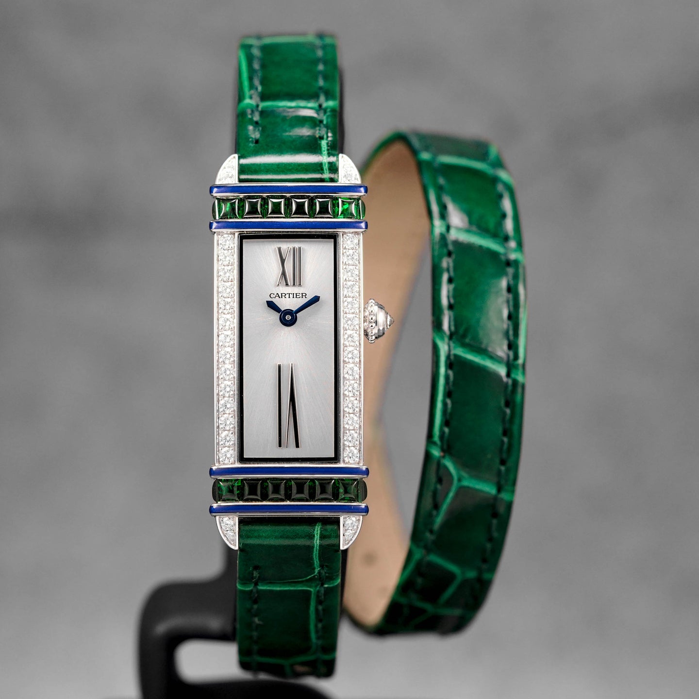 LIBRE TANK CHINOISE M WHITEGOLD SILVER DIAL DIAMOND & TSAVORITE GARNETS BEZEL LIMITED EDITION (2019)