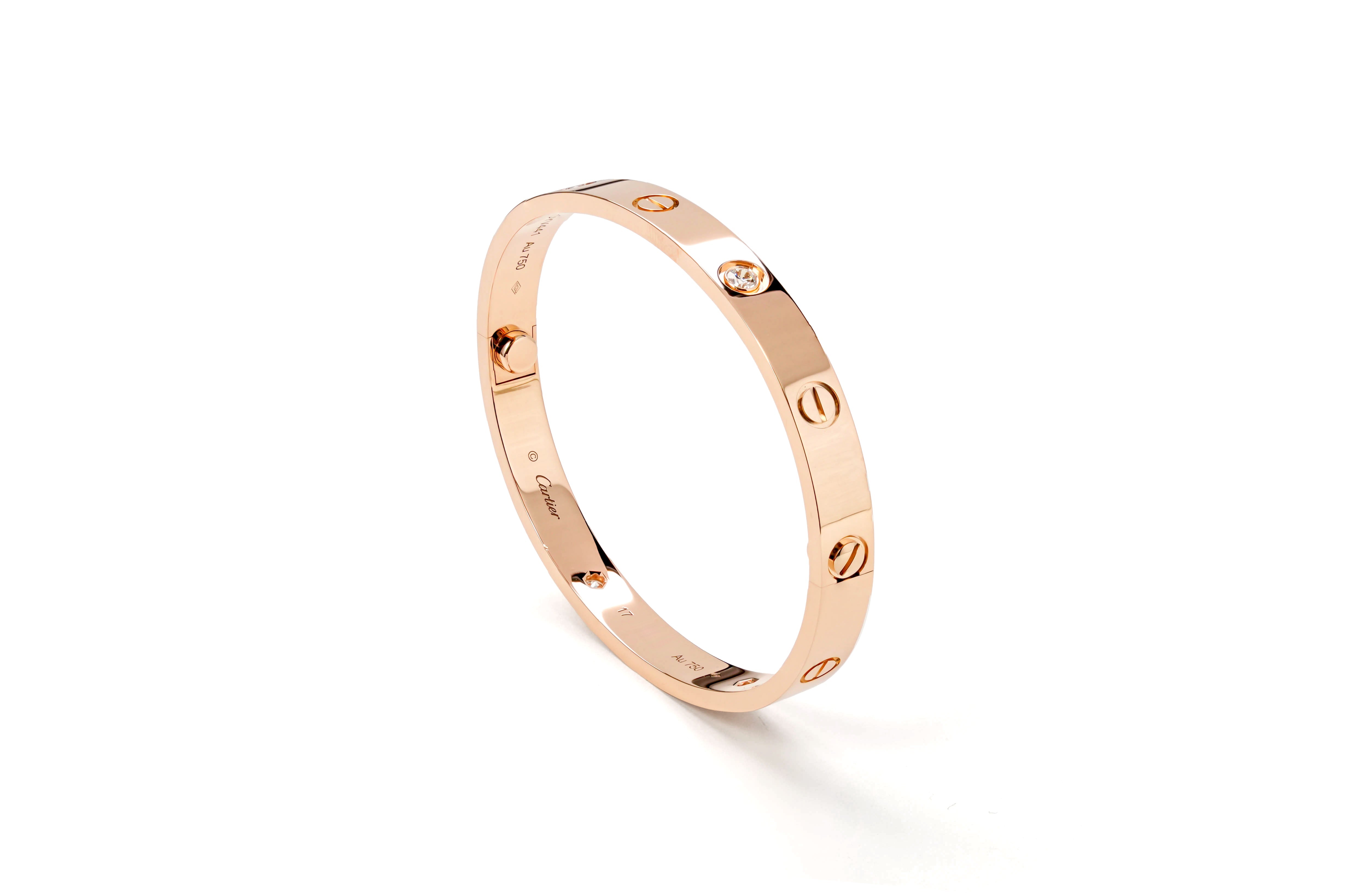 LOVE BRACELET 18K ROSEGOLD WITH 4 DIAMONDS (2022) - SIZE 17