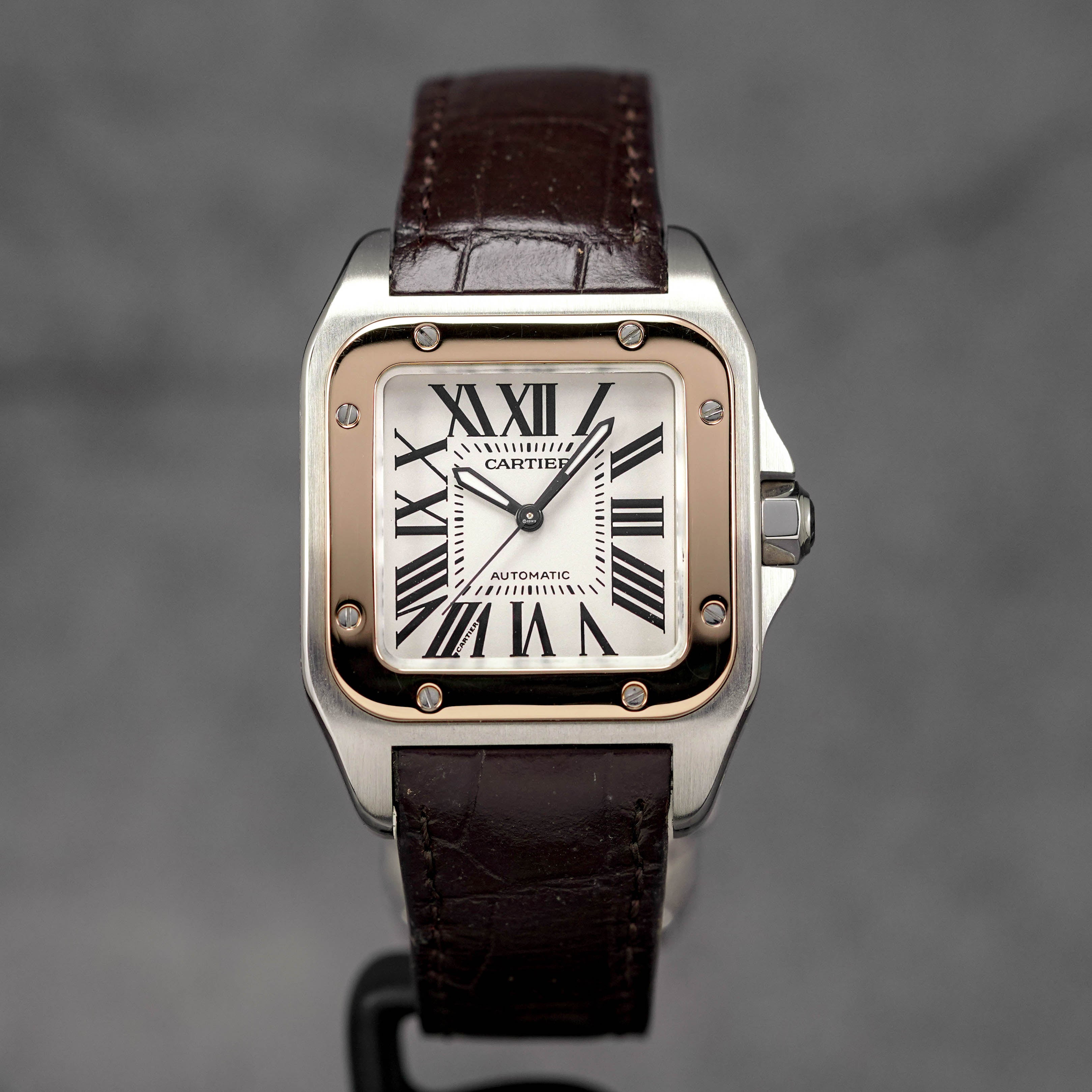 SANTOS 100 M TWOTONE ROSEGOLD WHITE DIAL (2012)