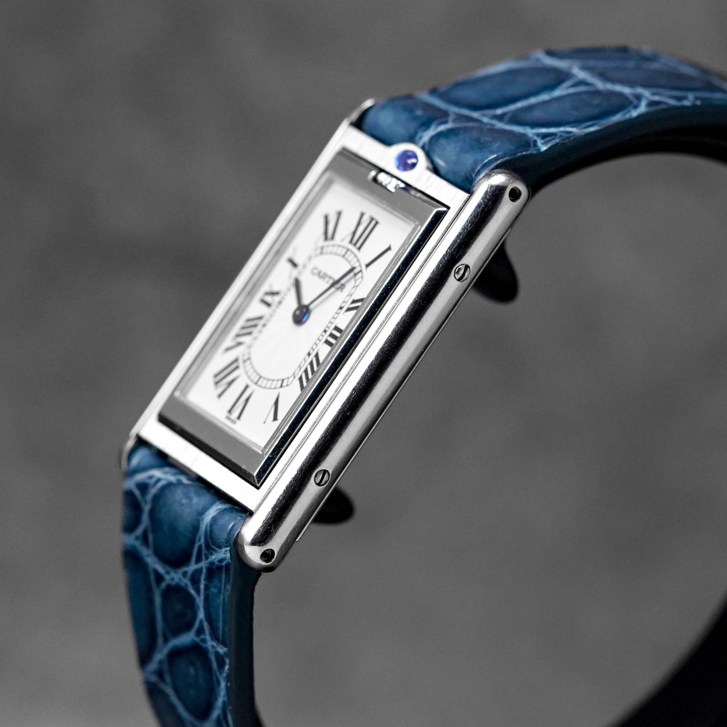 Harga Cartier Tank Basculante Mecanique Blue