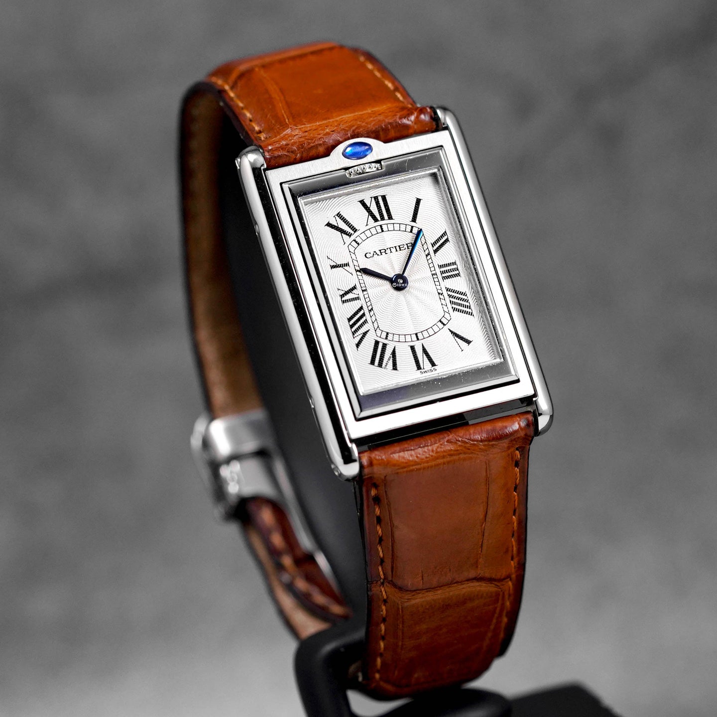 TANK BASCULANTE MECANIQUE BROWN LEATHER STRAP (WATCH ONLY)