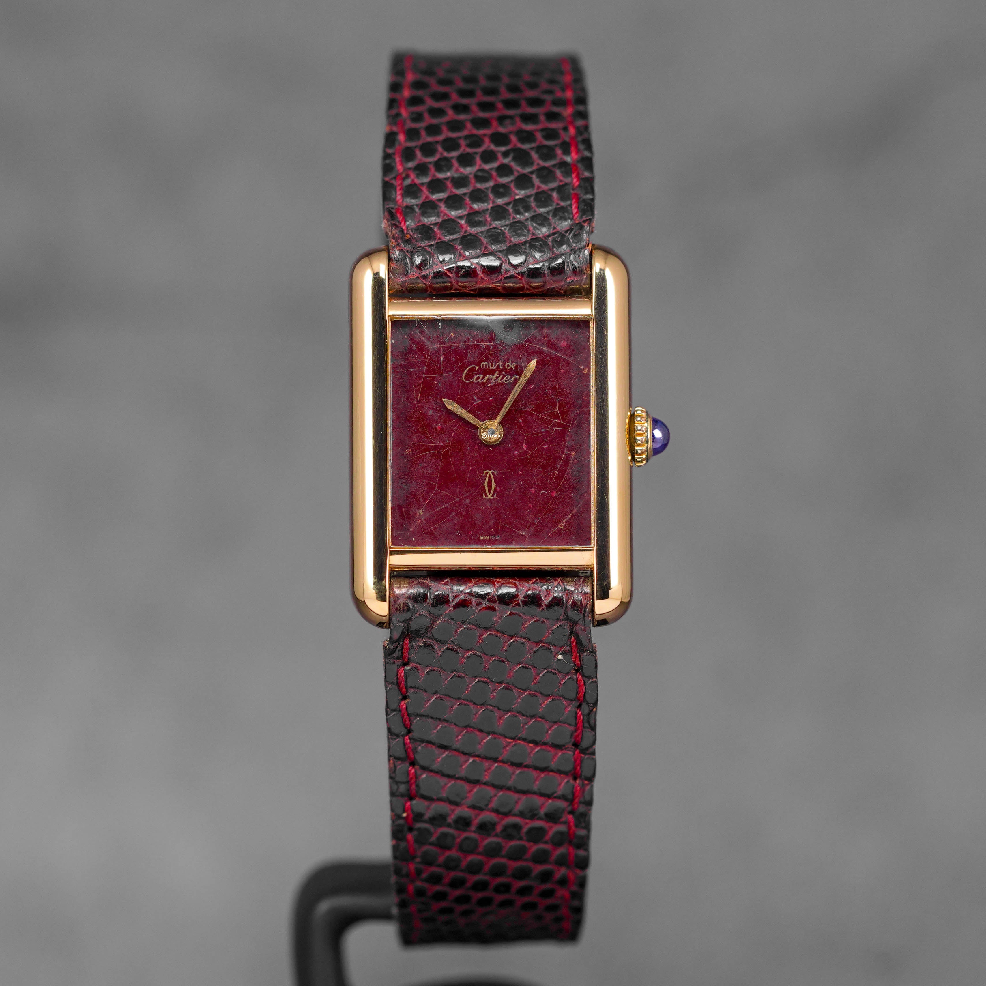 TANK MUST VERMEIL YELLOWGOLD-PLATED BURGUNDY DIAL (WATCH ONLY)