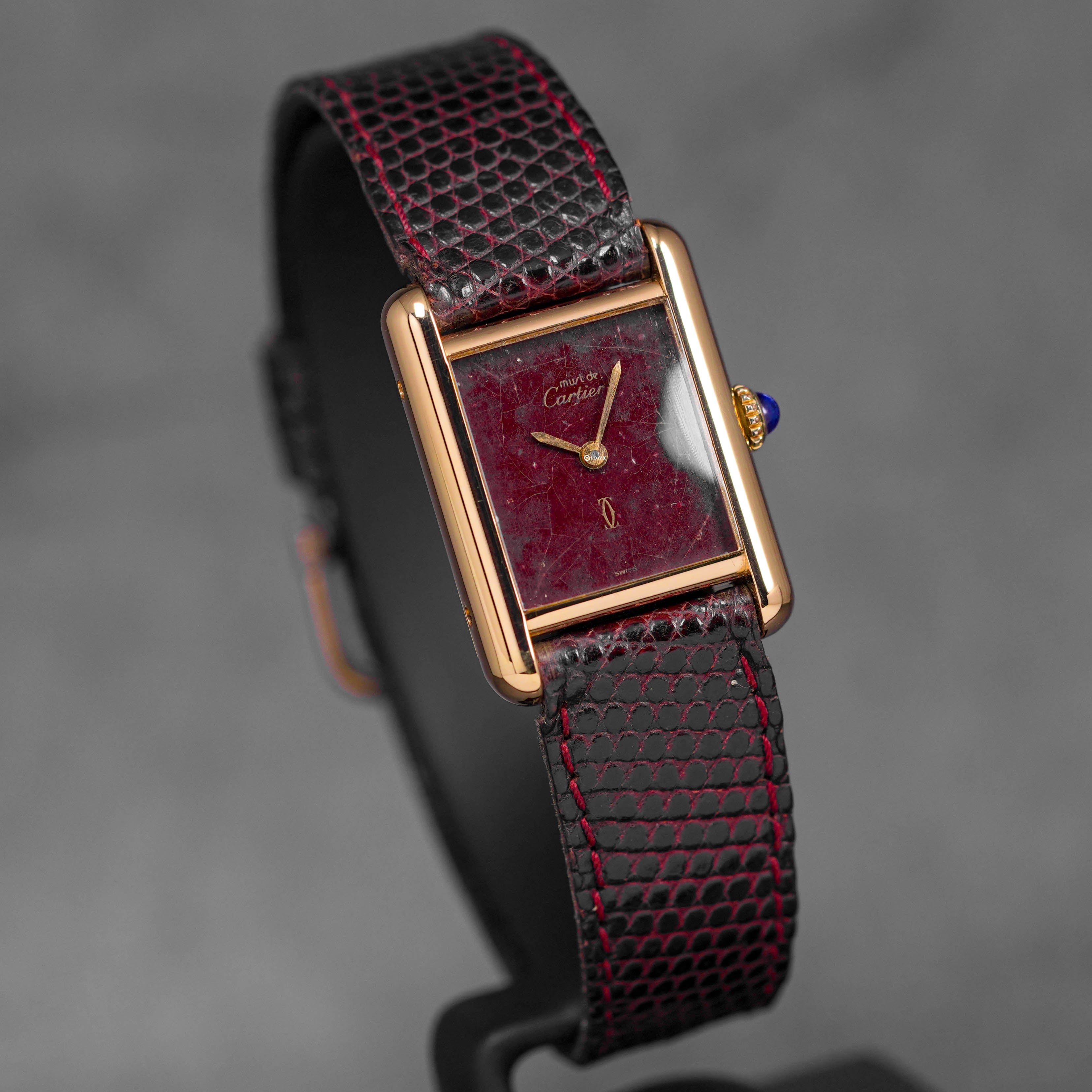 TANK MUST VERMEIL YELLOWGOLD-PLATED BURGUNDY DIAL (WATCH ONLY)