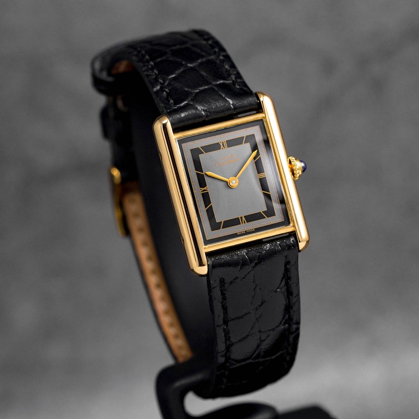 TANK MUST DE CARTIER VERMEIL YELLOWGOLD GREY DIAL (WATCH ONLY)